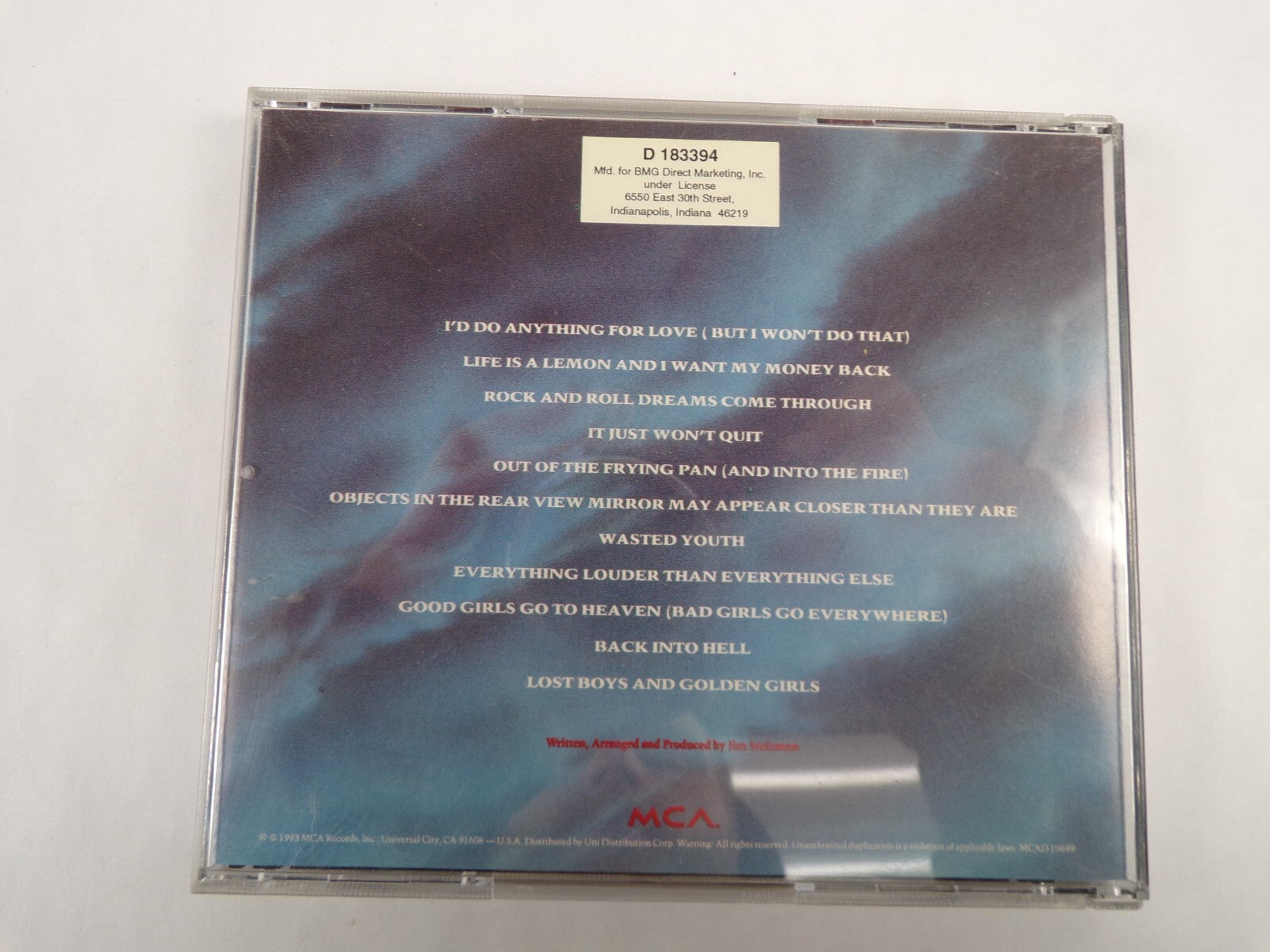 Meat Loaf Bat Out Of Hell 2 Back Into Hell It Just Wont Quit CD#54