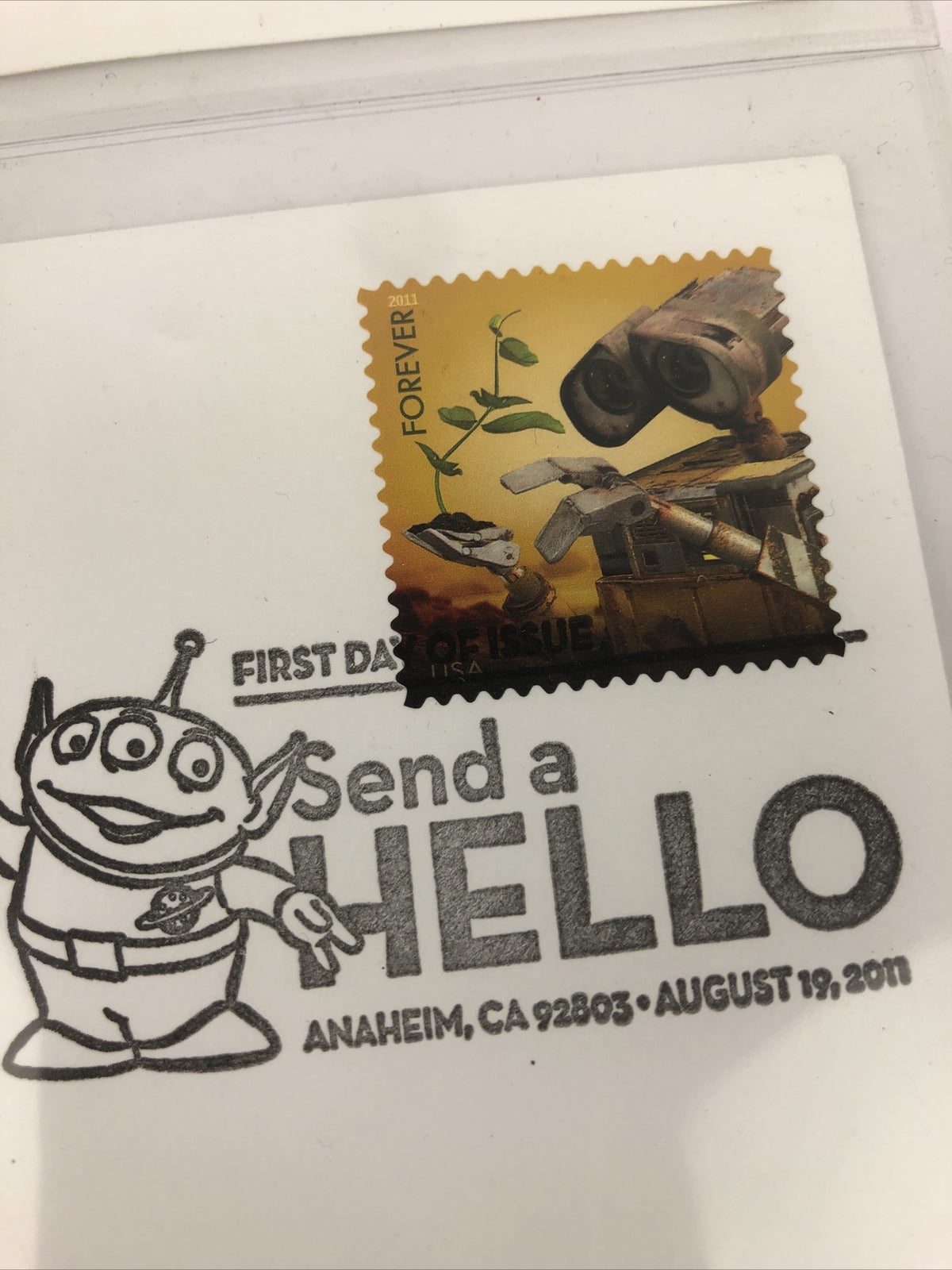 2 x D23 DISNEY PIXAR SEND A HELLO 1st DAY ISSUE UP STAMP ENVELOPE 19-21, 2011