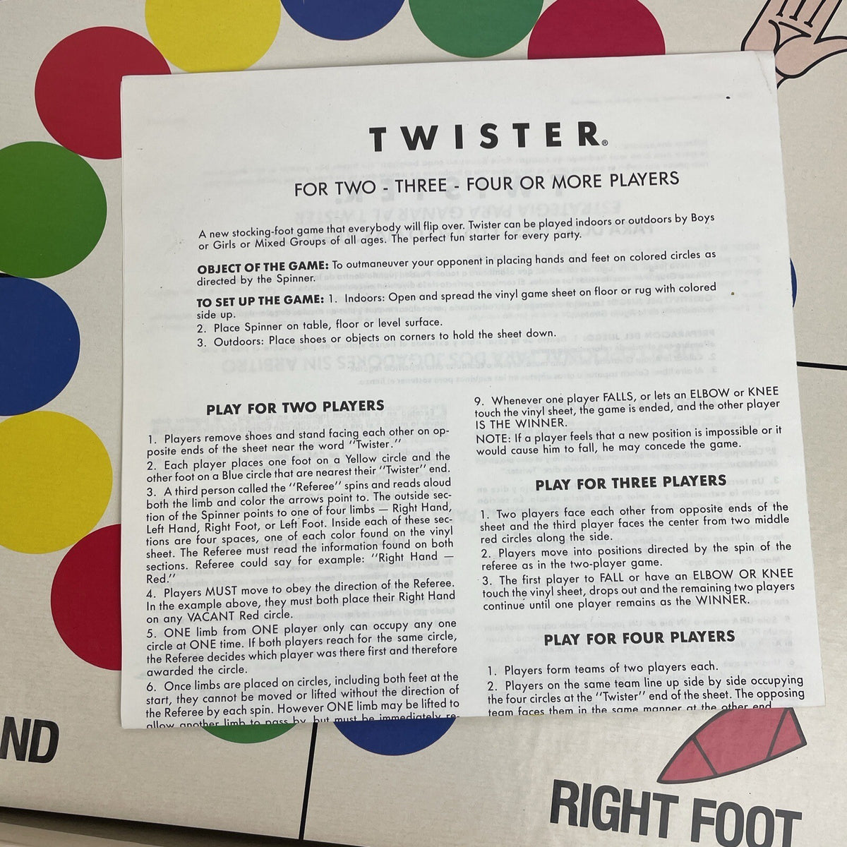Vintage Twister Milton Bradley 4645 Game USA -  1986 Game that Ties You in Knots