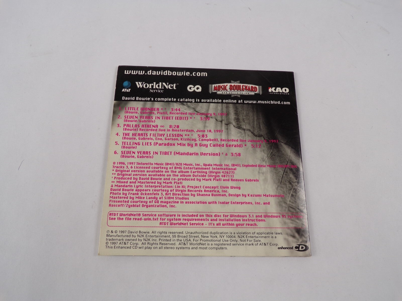Dacid Bowie Earthing In The City Little Wonder Seven Years In Tibet Pallas CD#5
