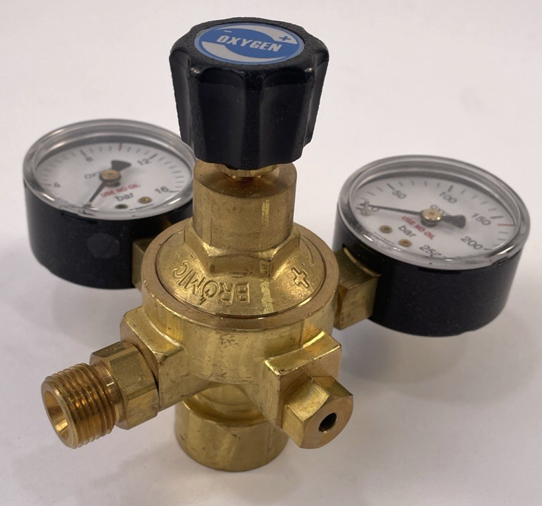 Bromic Oxygen Pressure Regulator Dual Monitor Gauge Forged Brass Body EN562