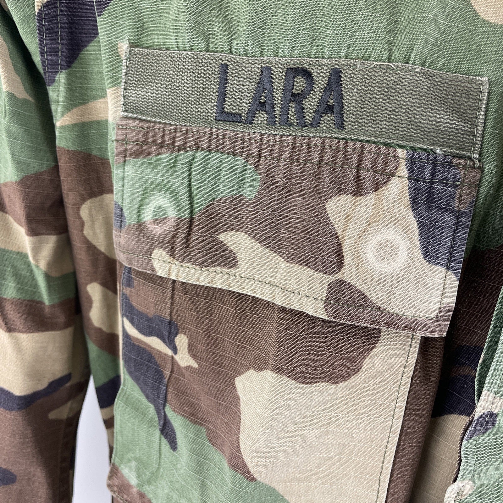 US Marines Camo Cargo Jacket Coat Hot Weather Woodland Combat Small Long