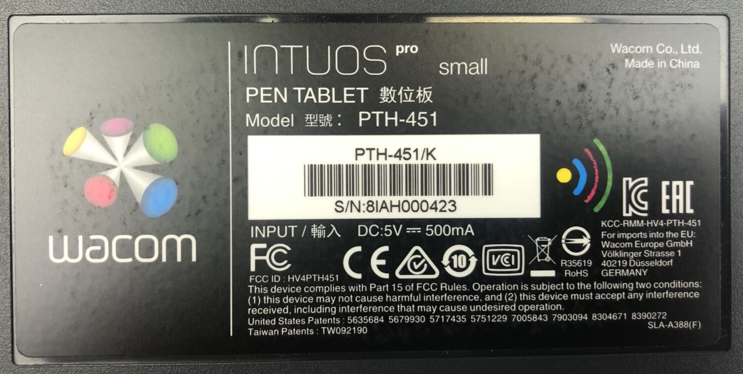 Wacom Intuos Pro Small PTH-451/K Graphics Drawing Tablet w/ Wireless Module Only