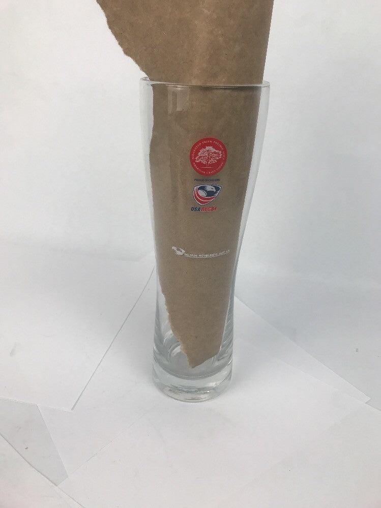 Crispin Hard Apple Cider Tall Pilsner Glass Rare USA RUGBY SPONSORED !!!