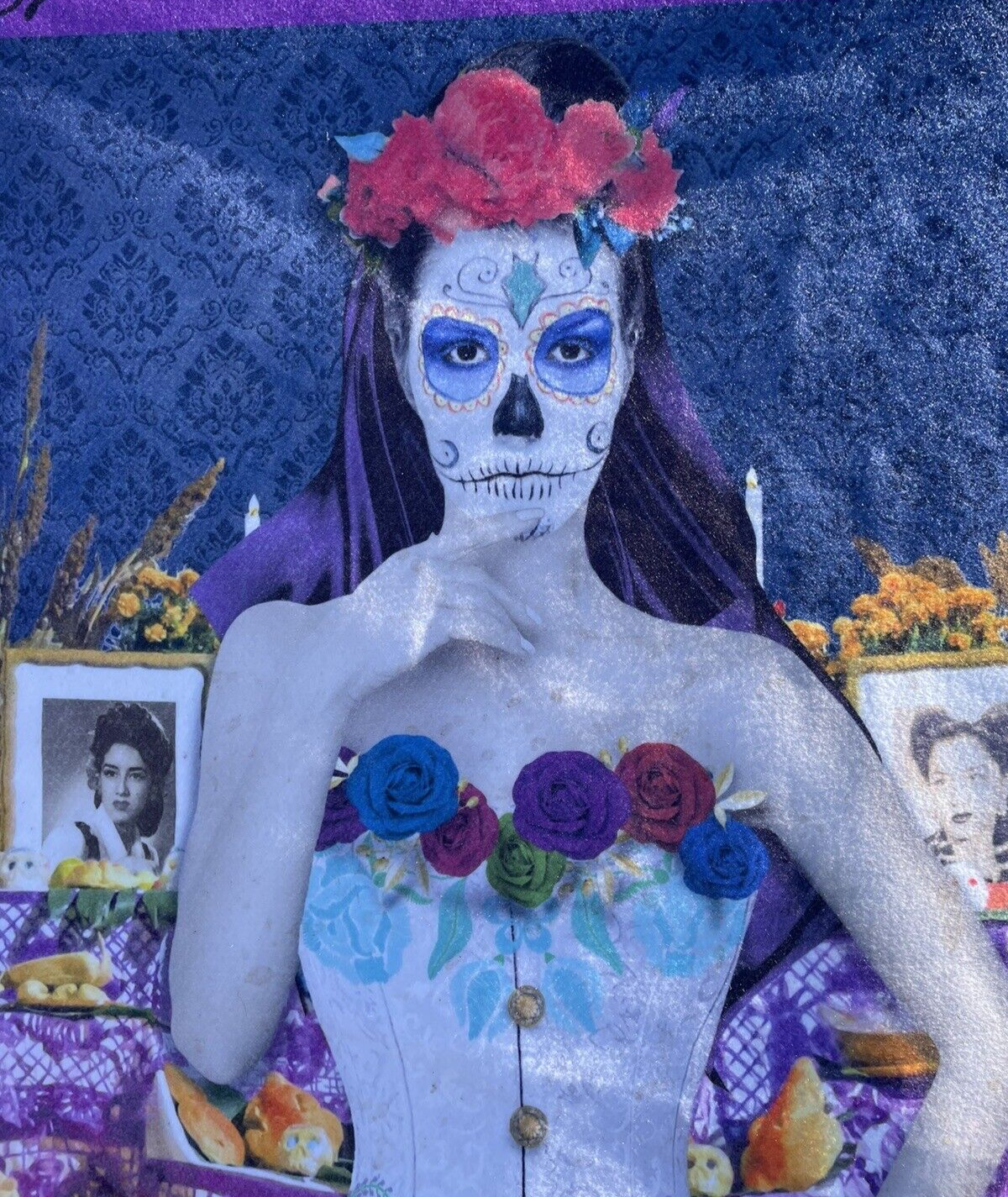 Dia De Muertos La Catrina - Felt Wall Art Print Beautiful Approx. 60" x 35" MXN