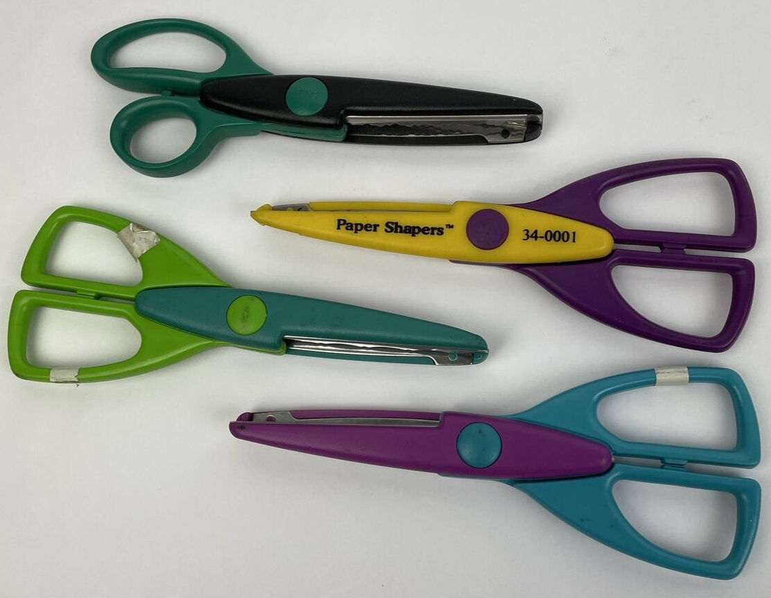 Lot of 4 Fiskars + Provo Craft Scissors Paper Edgers Arts Crafts Design LOOK