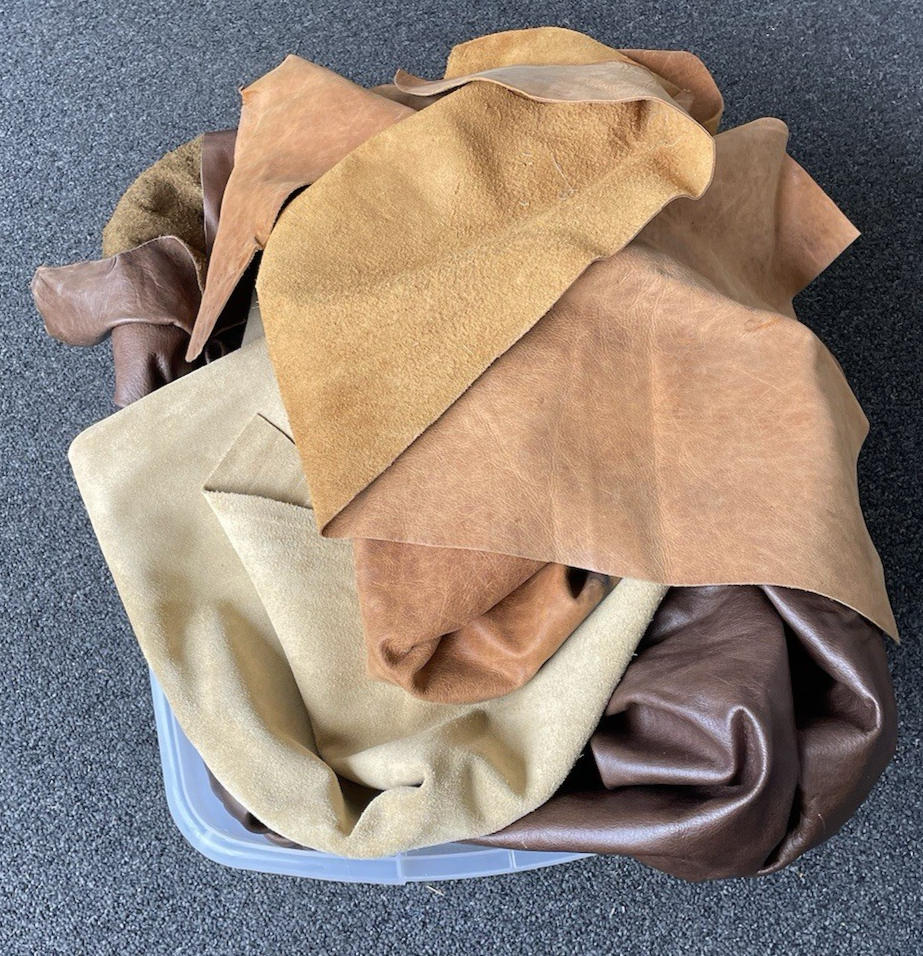 35 Lbs Lot Of Large Misc Leather  Suede Scraps / Crafting Upholstery Assorted