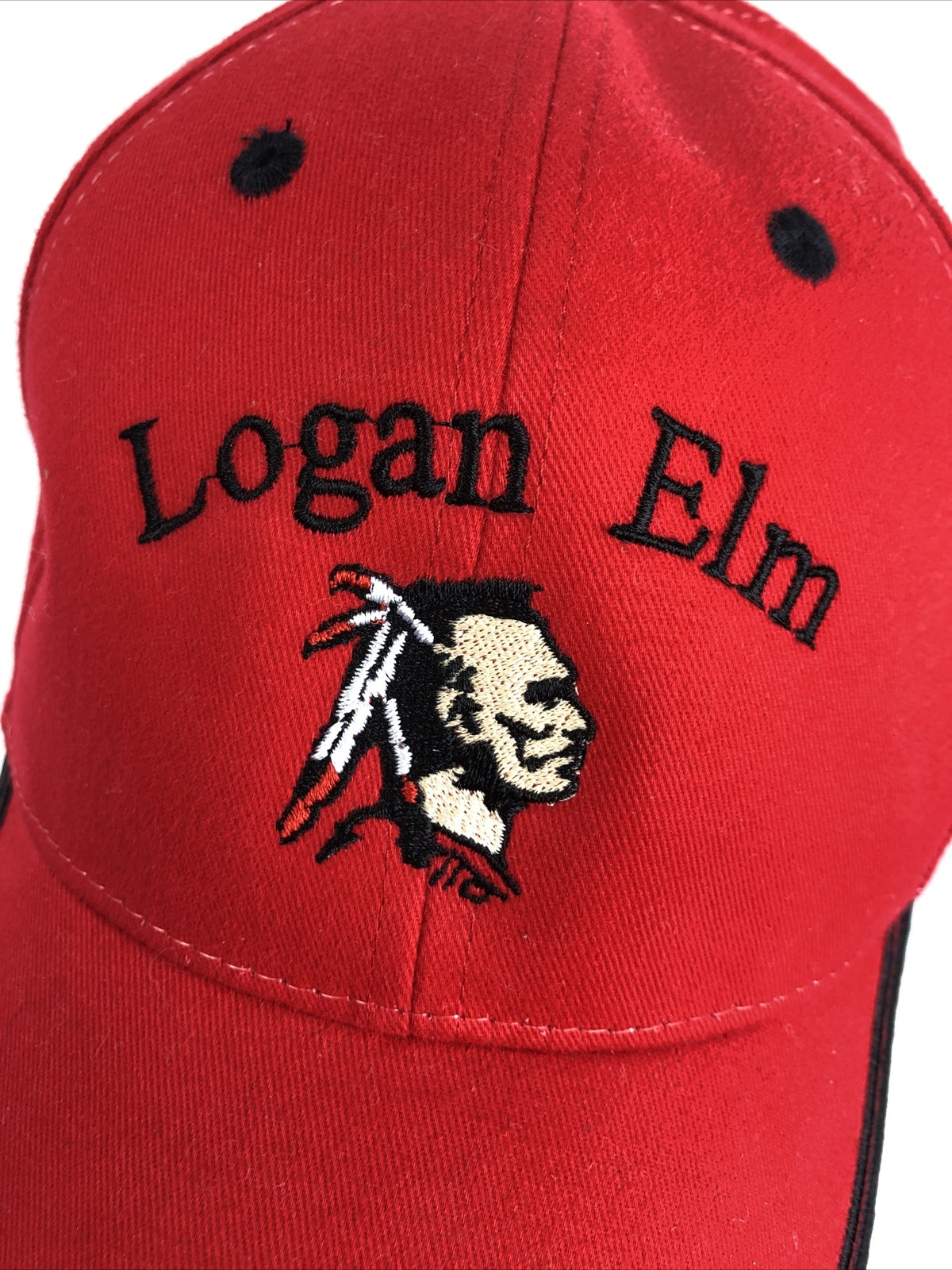Vintage LOGAN ELM High School Braves Hat Hook & Loop Closure RED OSFM OTTO Caps
