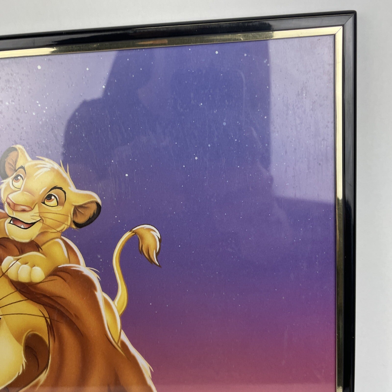 Vtg Framed 1990s Disney The Lion King Poster 16x20" Mufasa Simba Crystal Art
