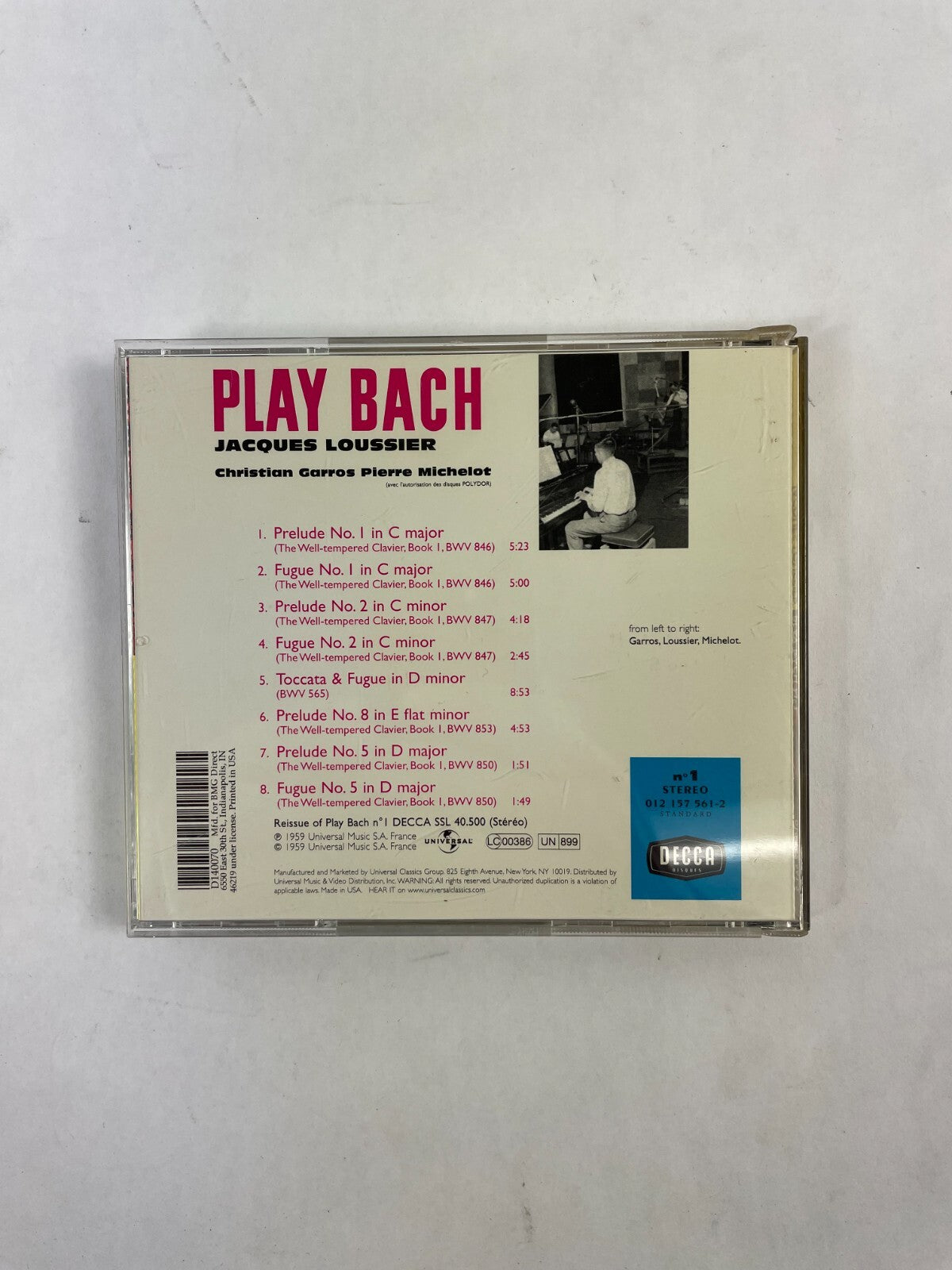 Play Bach Jacoues Loussier Prelude Fugue Prelude No. 2  Fugue No. 2 ToccataCD#72