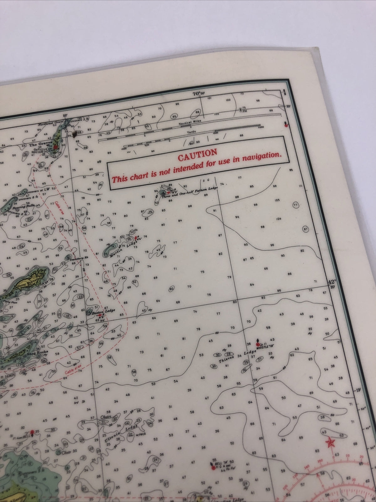 Boston Harbor Massachusetts United States Nautical Sonar Chart Map Laminated