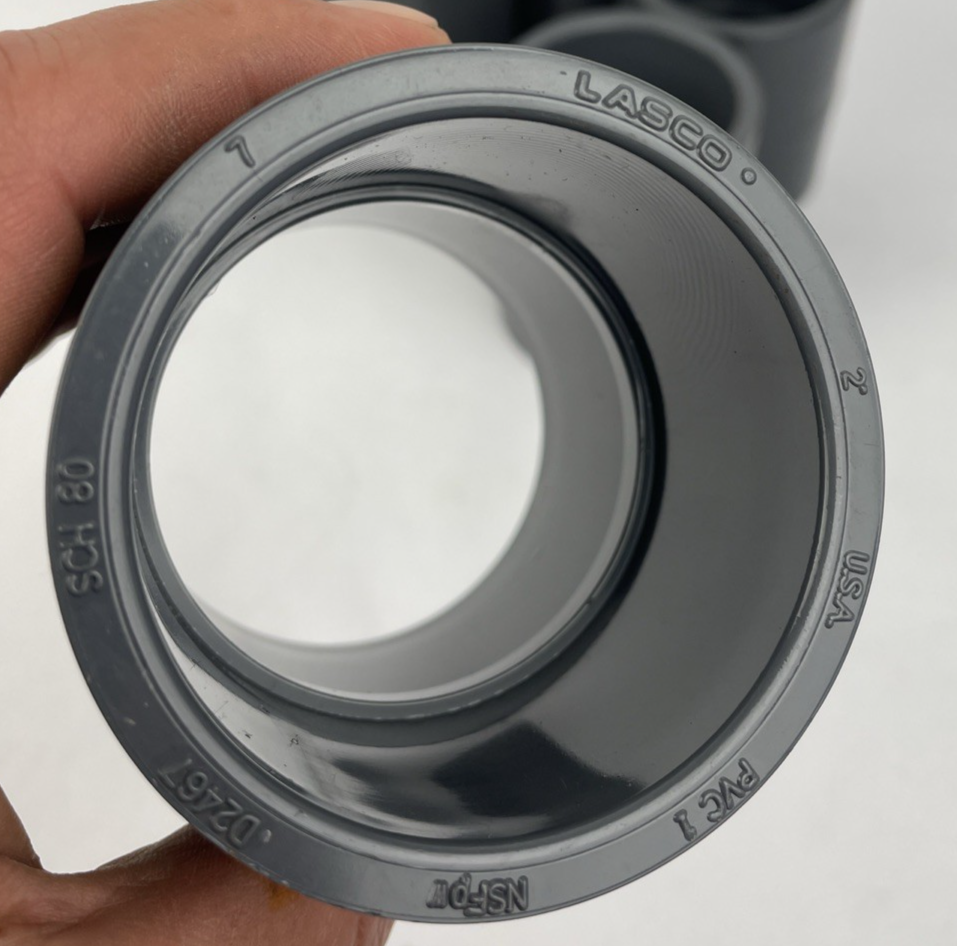 Lot of 5 x Lasco 2" PVC-I NSF-PW SCH-80 Slip Fit Coupling Socket ASDM D2467