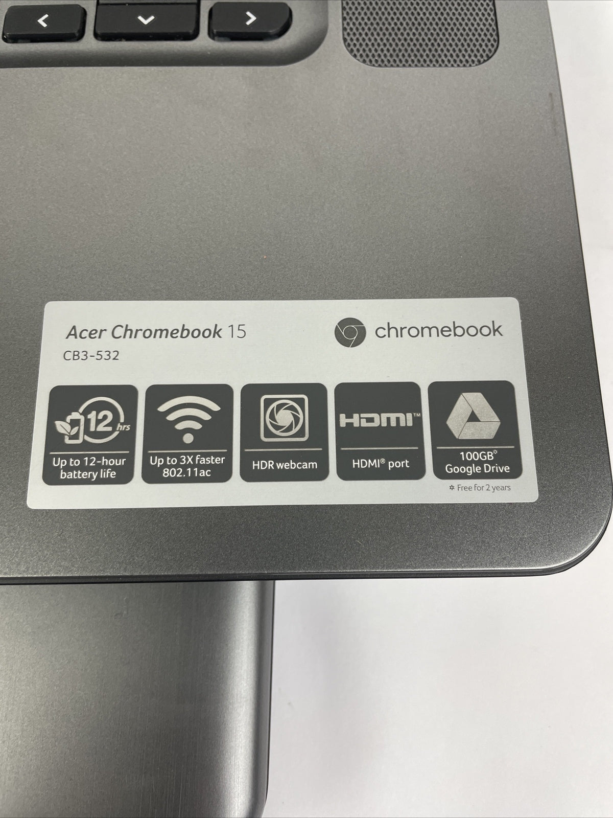 Lot of 2 x Acer Chromebook 15 - CB3-532 - Model N15Q9 - No Power Cords Included
