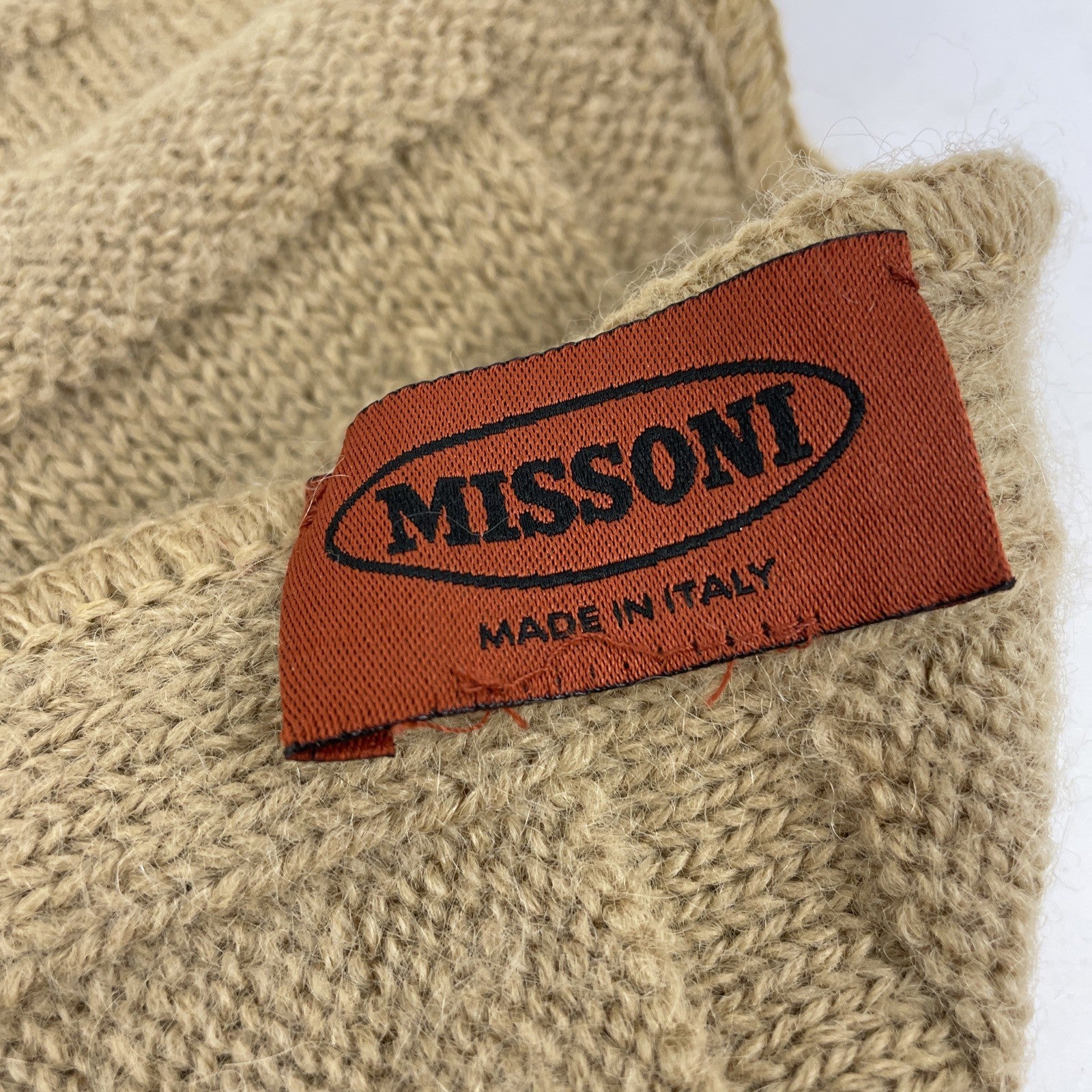 Missoni Knitted Light Brown Viscose Warm Knit Scarf Made In Italy 64" x 6"