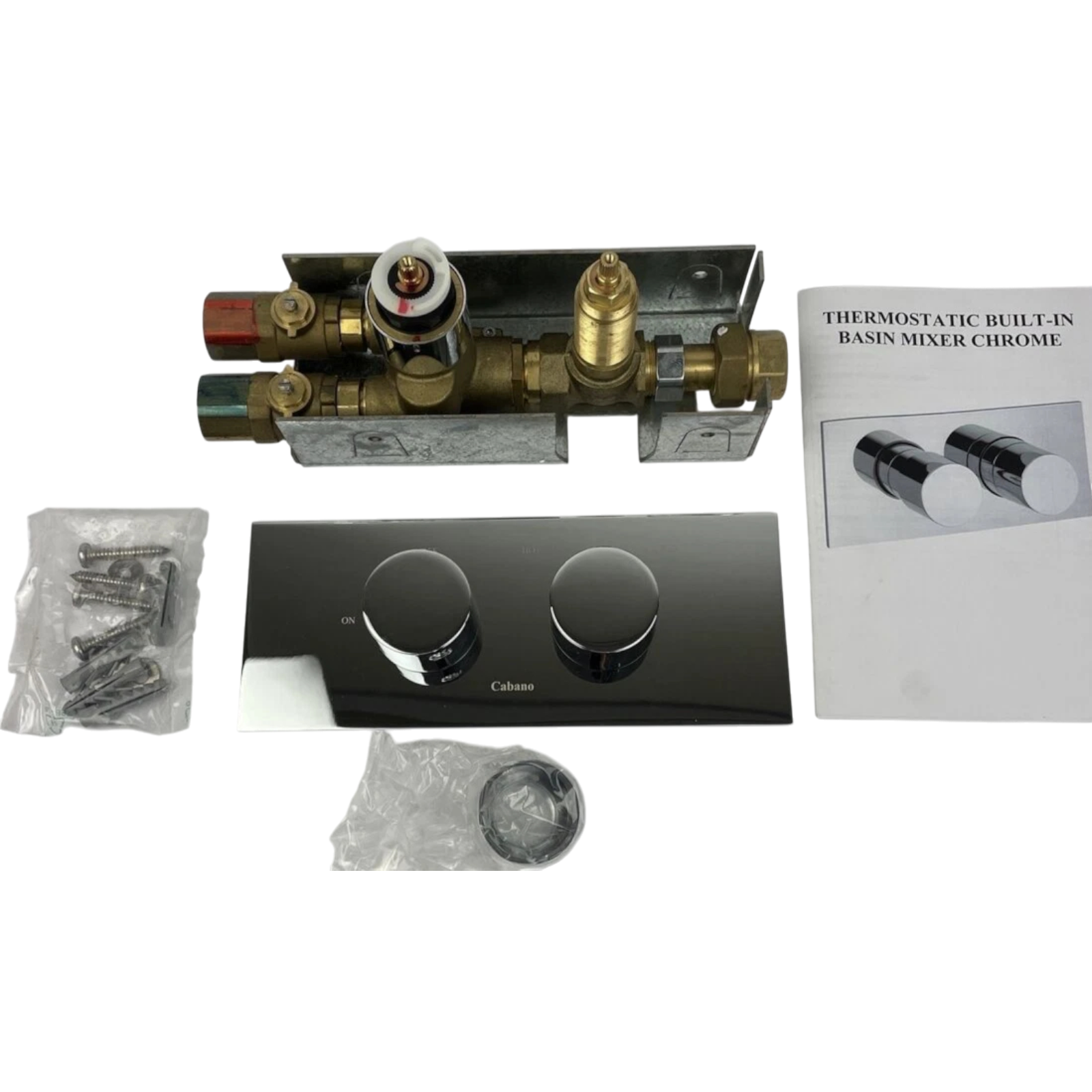CABANO Designer Built-in Thermostatic Basin Mixer Polished Chrome w Hardware NEW