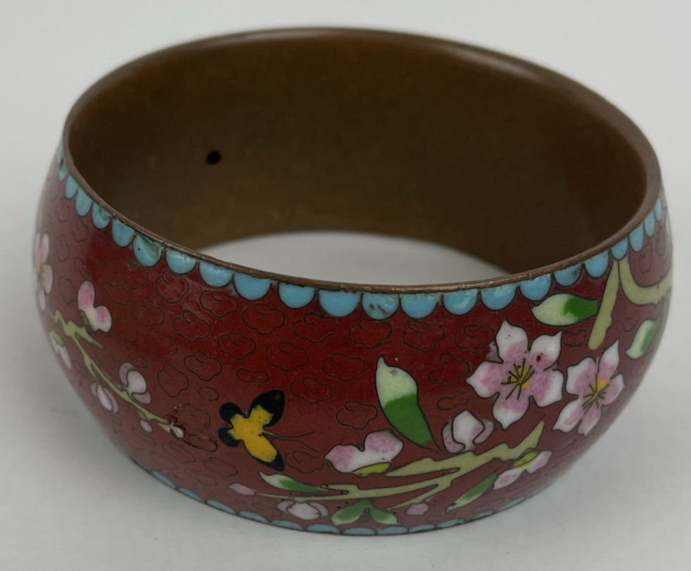 Lot of 3 Bracelet s Vintage Indian bone + Inlay Bangle Brass Floral Bird 8.5