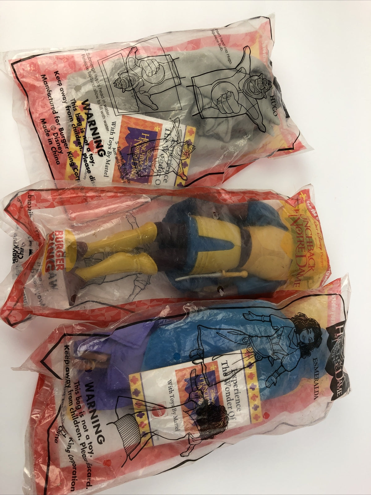 The Hunchback of Notre Dame Phoebus HUGO Esmerelda Burger King 1996 Kids Toy NEW