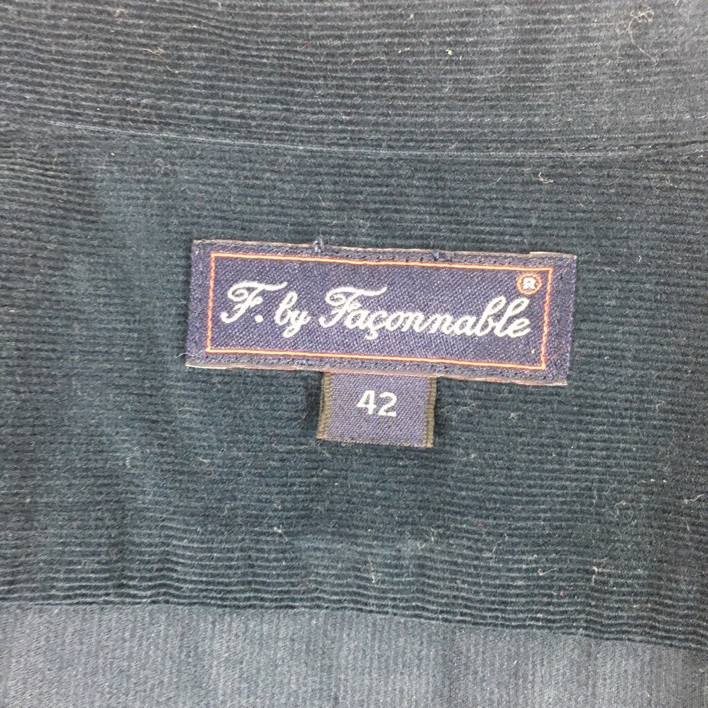 F By Faconnable Mens Button Front Shirt Blue Standard Cuff Long Sleeve Cotton 42