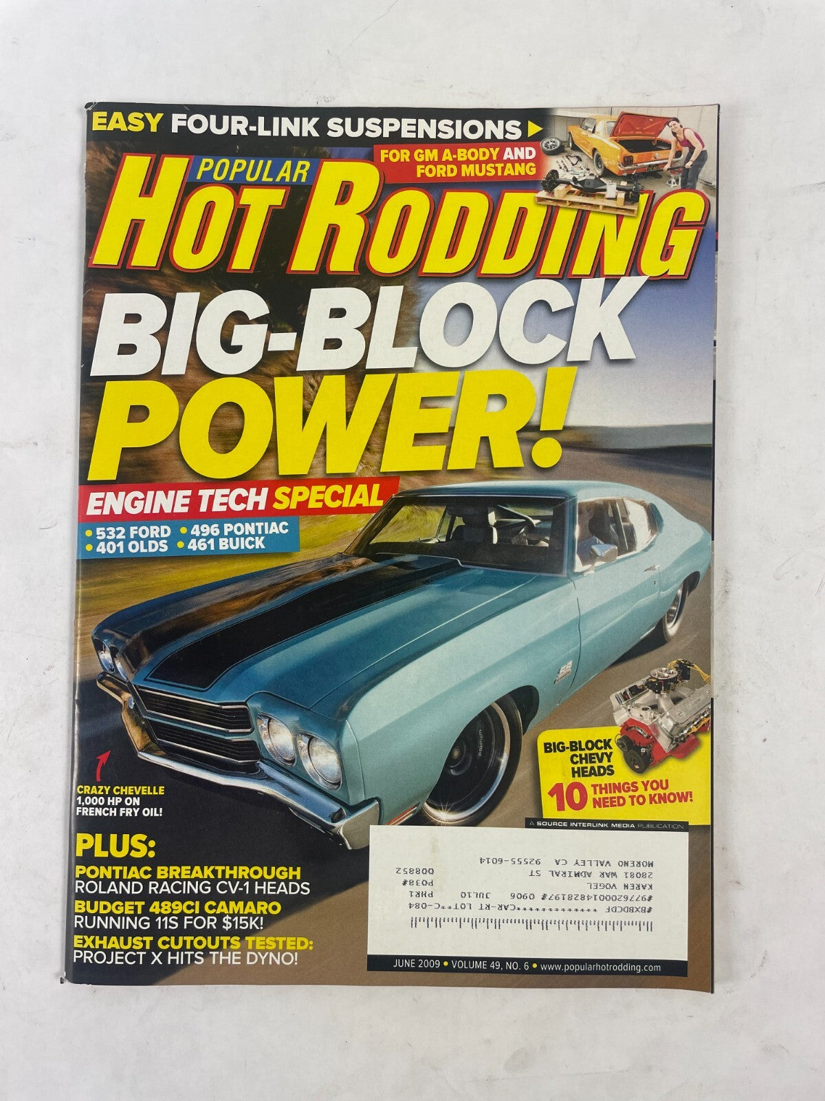 June 2009 Hot Rodding Magazine Big-Block Power! Engine Tech Special Easy Four