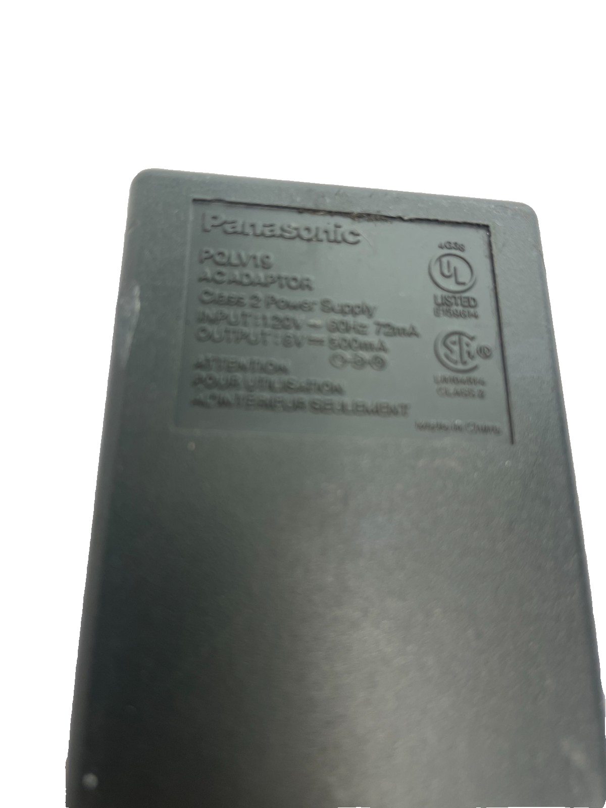 Geniune Panasonic Model PQLV19 Output 6V 0.50A Power Supply AC Adapter #A83