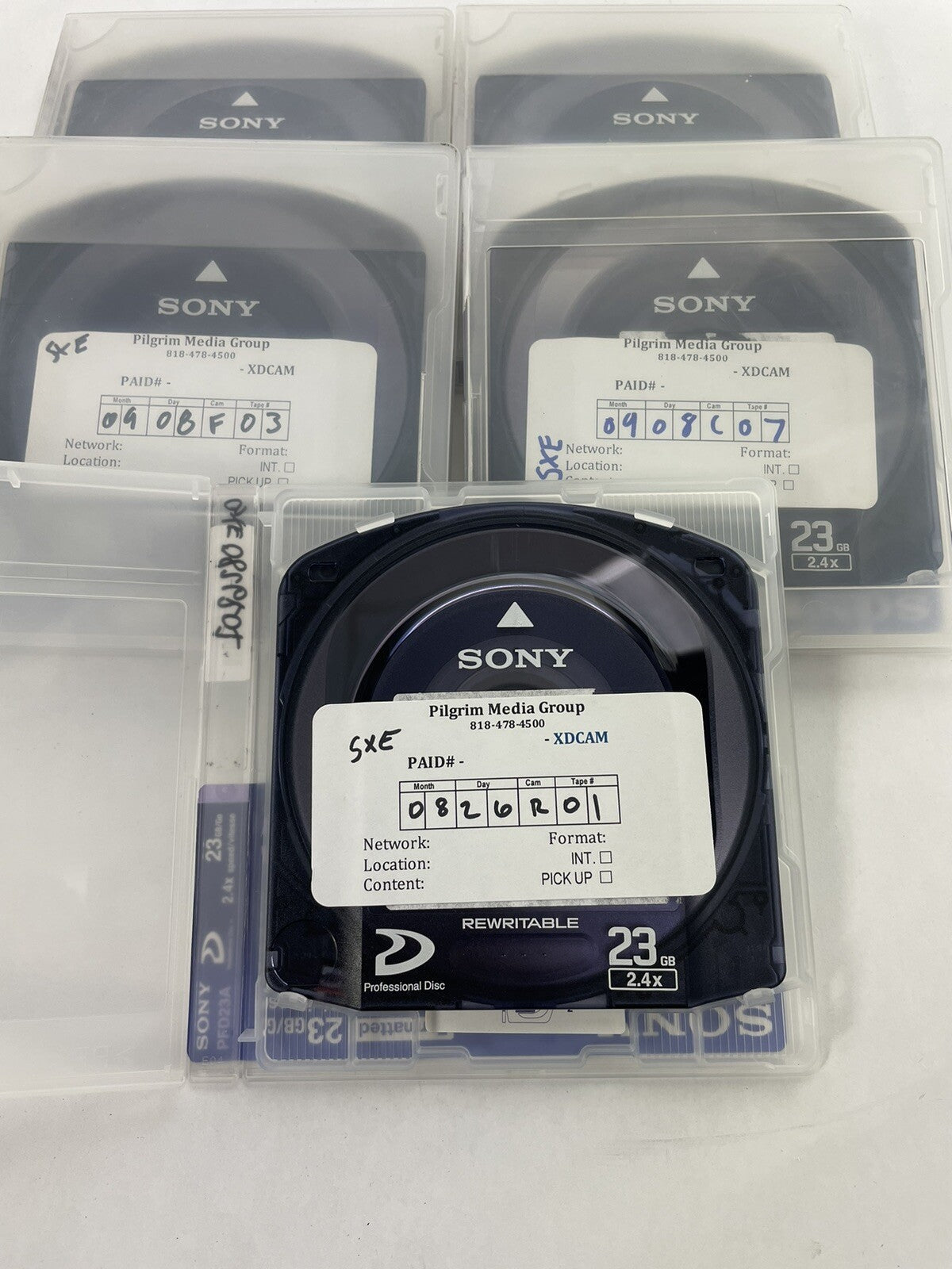 Lot of 5: Sony PFD23A 23GB Rewritable Professional Optical Disc for XDCAM 5-pack