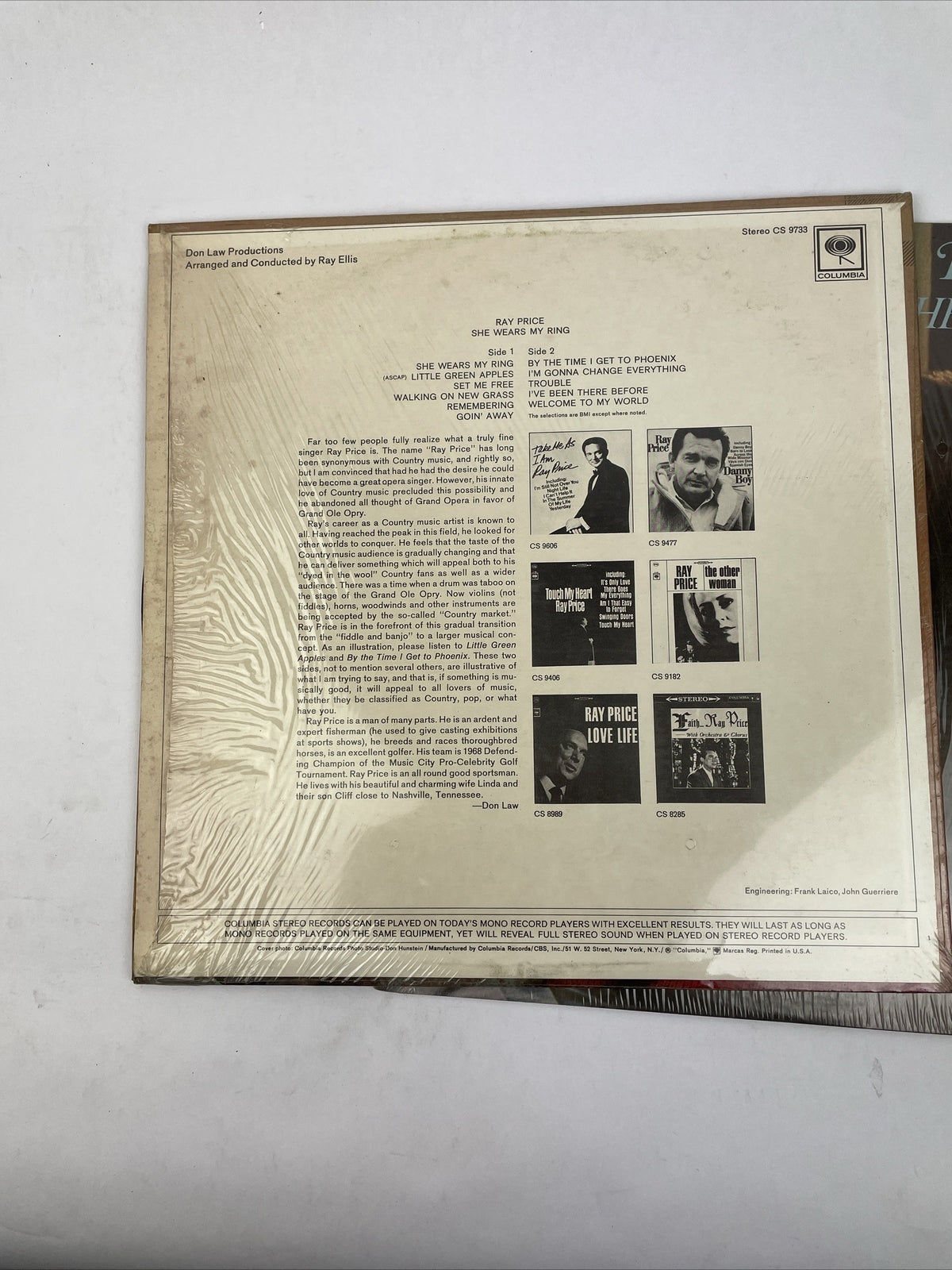 Lot 2 x Ray Price  "She Wears My Ring"+ She's Got to be a Saint LP Vinyl Record