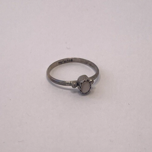 Dainty Native American Minimalist Mother Pearl 925 Sterling Silver Ring Size 3