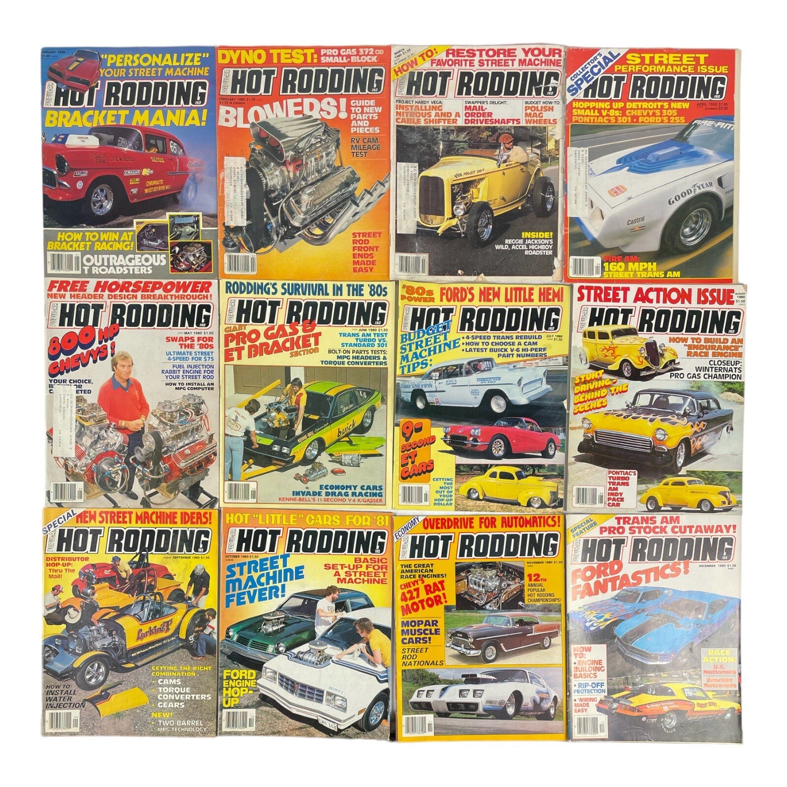 Lot of 12: Hot Rodding MAGAZINES Complete Full Set 12 issues Jan to Dec 1980