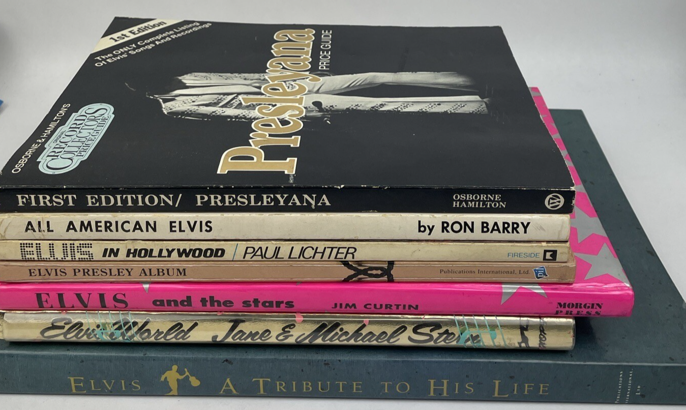 7 x ELVIS PRESLEY BOOK LOT Hollywood, All American, Album, Stars, World, Tribute