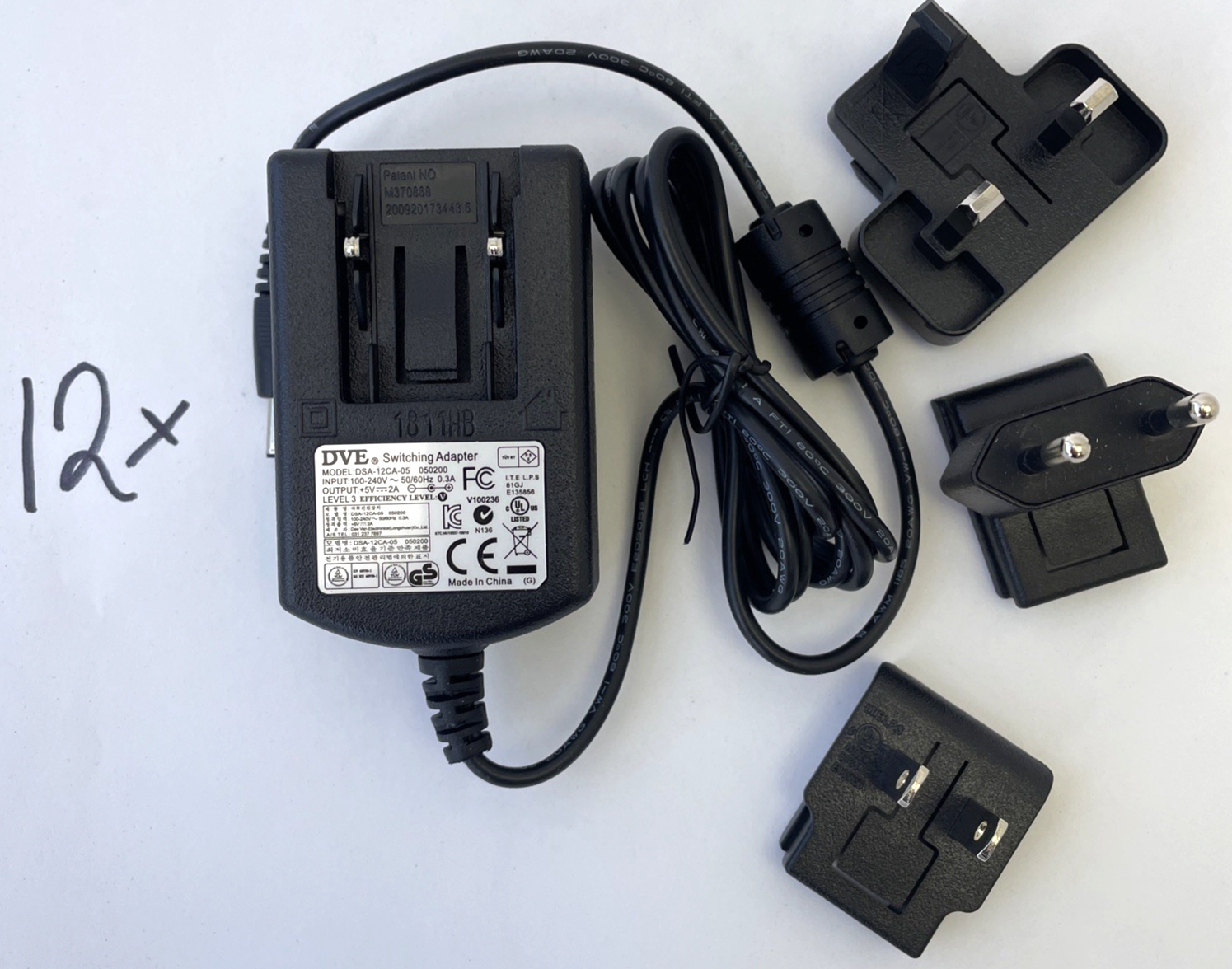 Lot of 12 x DVE Switching Adapter Model DSA-12CA-05 5V 2A - Brand New