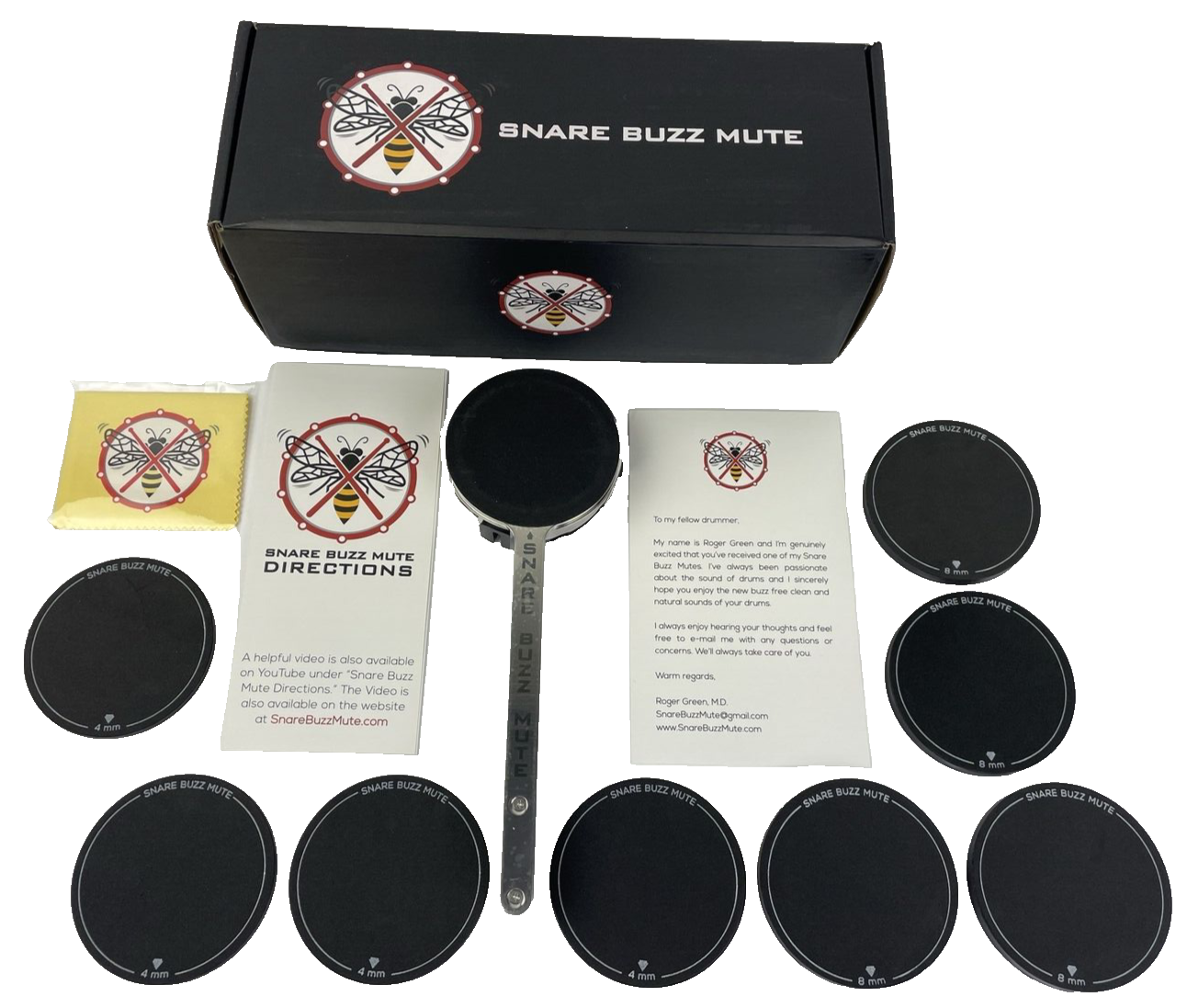 Snare Buzz Mute Kit - Snare Drum Accessory with SBM Anti-Choke Bar - Brand New