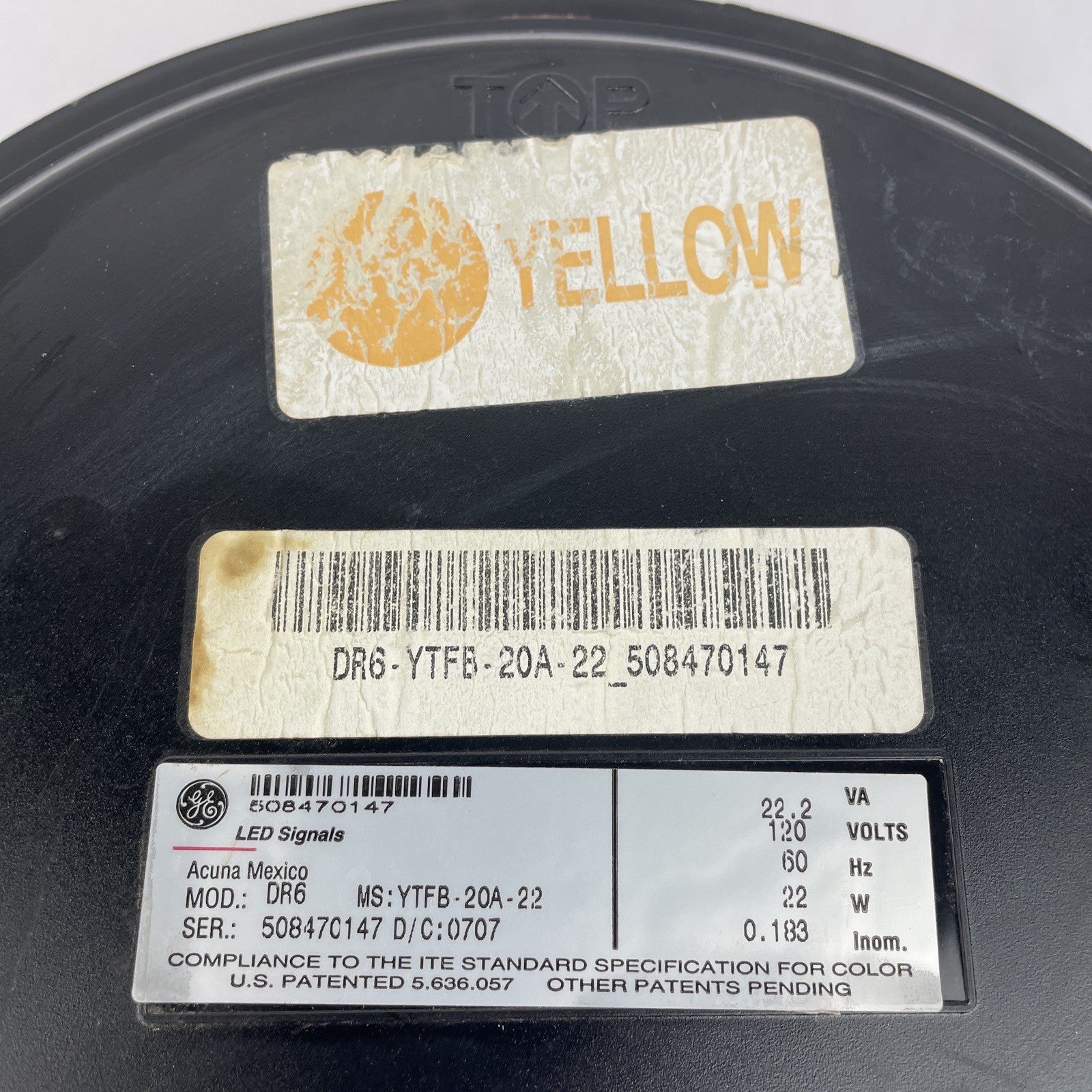 12" General Electric Yellow LED Traffic Light Signal Lens 120V Model  DR6     ab