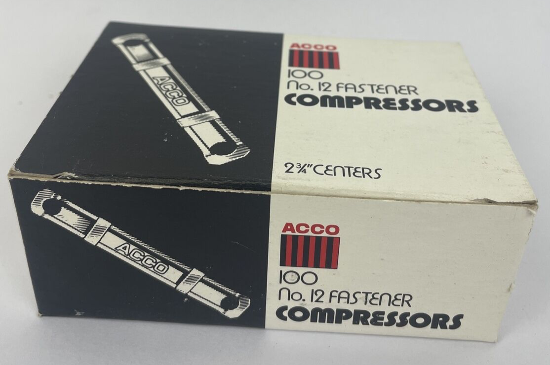 Acco Premium No. 12 Fastener Compressor Fasteners 70014 100/Box 2 3/4" Centers