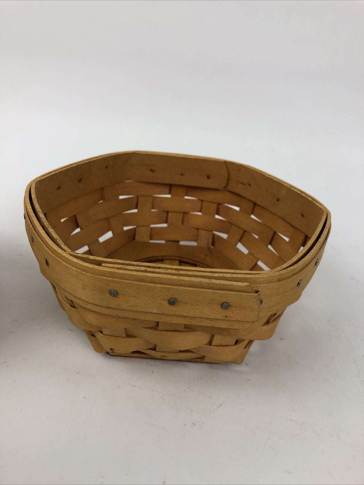2 x Vintage Longaberger Baskets Two Small  1 With Floral Liner Dresden Ohio USA