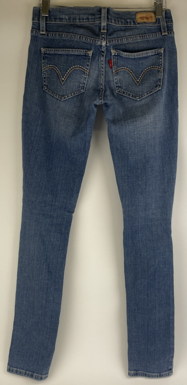 Levis 524 Too Superlow Jeans Women's Size 0M Light Wash Stretch - Worn Tattered