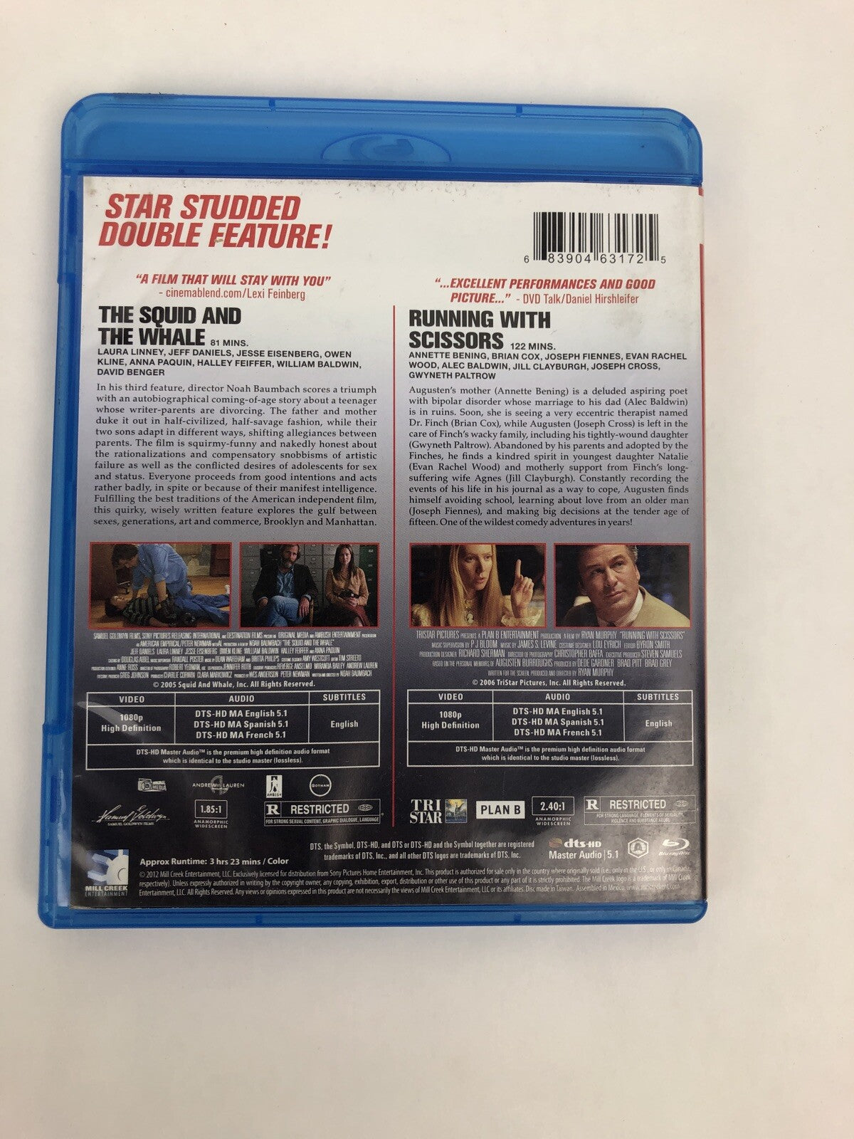 The Squid and the Whale BLU-RAY 2006 Running With Scissors Double Feature
