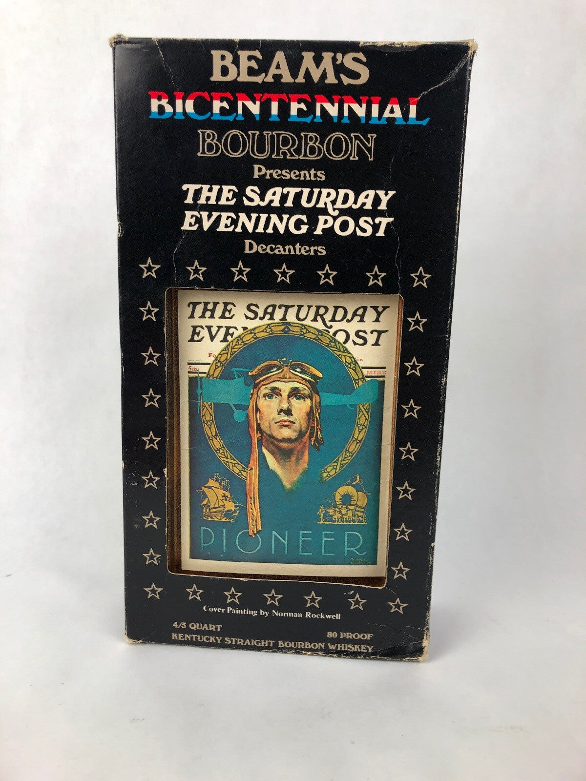 Jim Beam AVIATION pioneer SATURDAY EVENING POST decanter ROCKWELL W Box