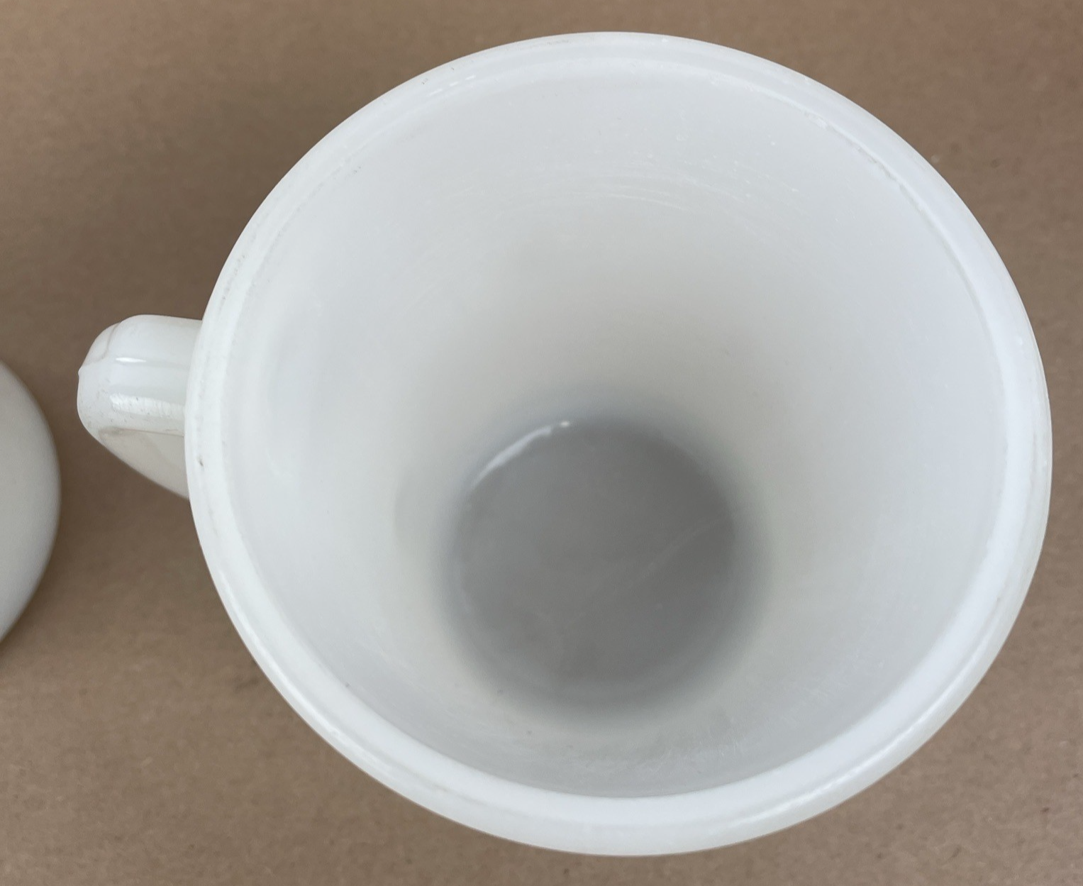 2 x Anchor Hocking Milk Glass D-Handle Oven Proof 14-1212 Coffee Mug Made In USA