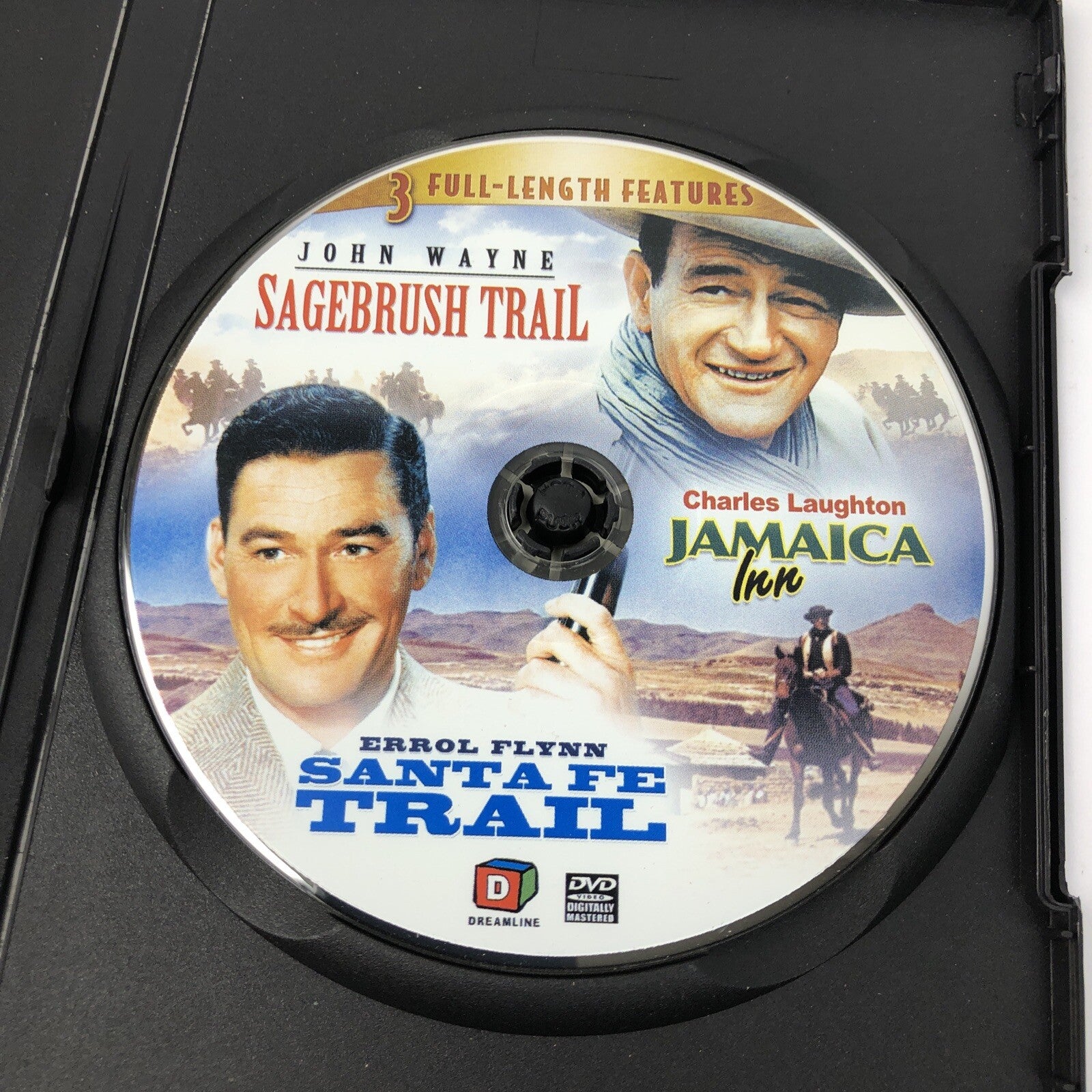 3 x Features DVD * Sagebrush Trail * Santa Fe Trail * Jamaica Inn John Wayne VGC