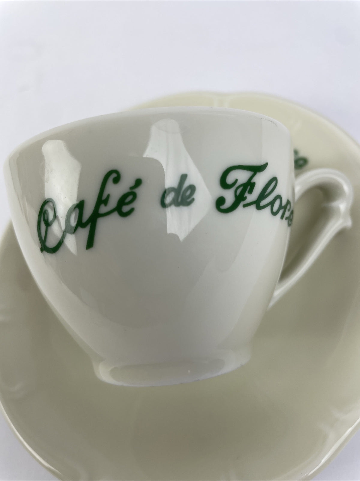 Apilco France Café de Flore porcelain espresso cup and saucer white