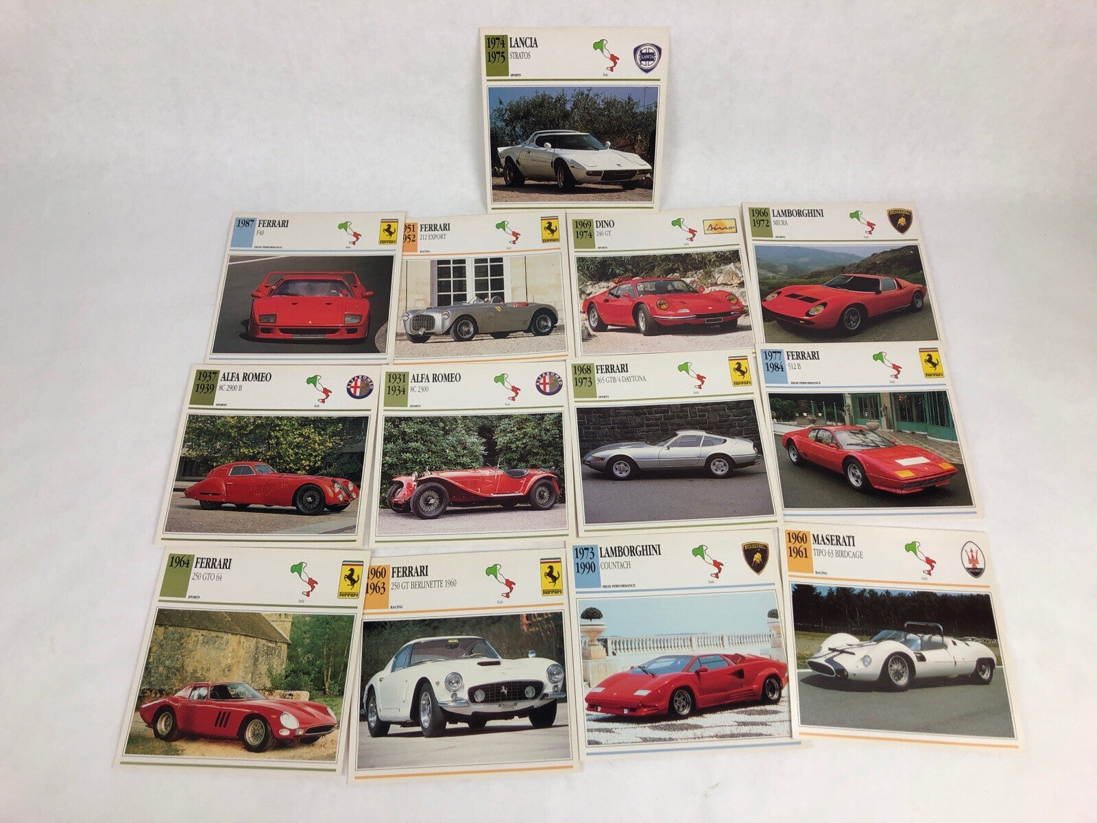 59 x GMH (6"X6") CARDS OF KNOWLEDGE AUTOMOBILE USA Italy GB Germany France
