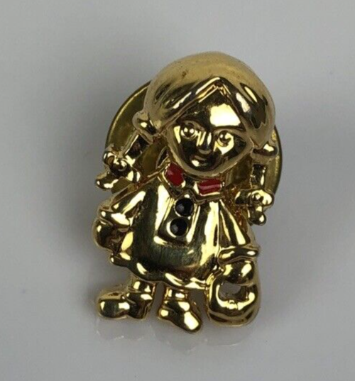 Pig Tail Purse Girl Lapel Pin Tie Tack Heart Dress Daughter Love Extremely RARE