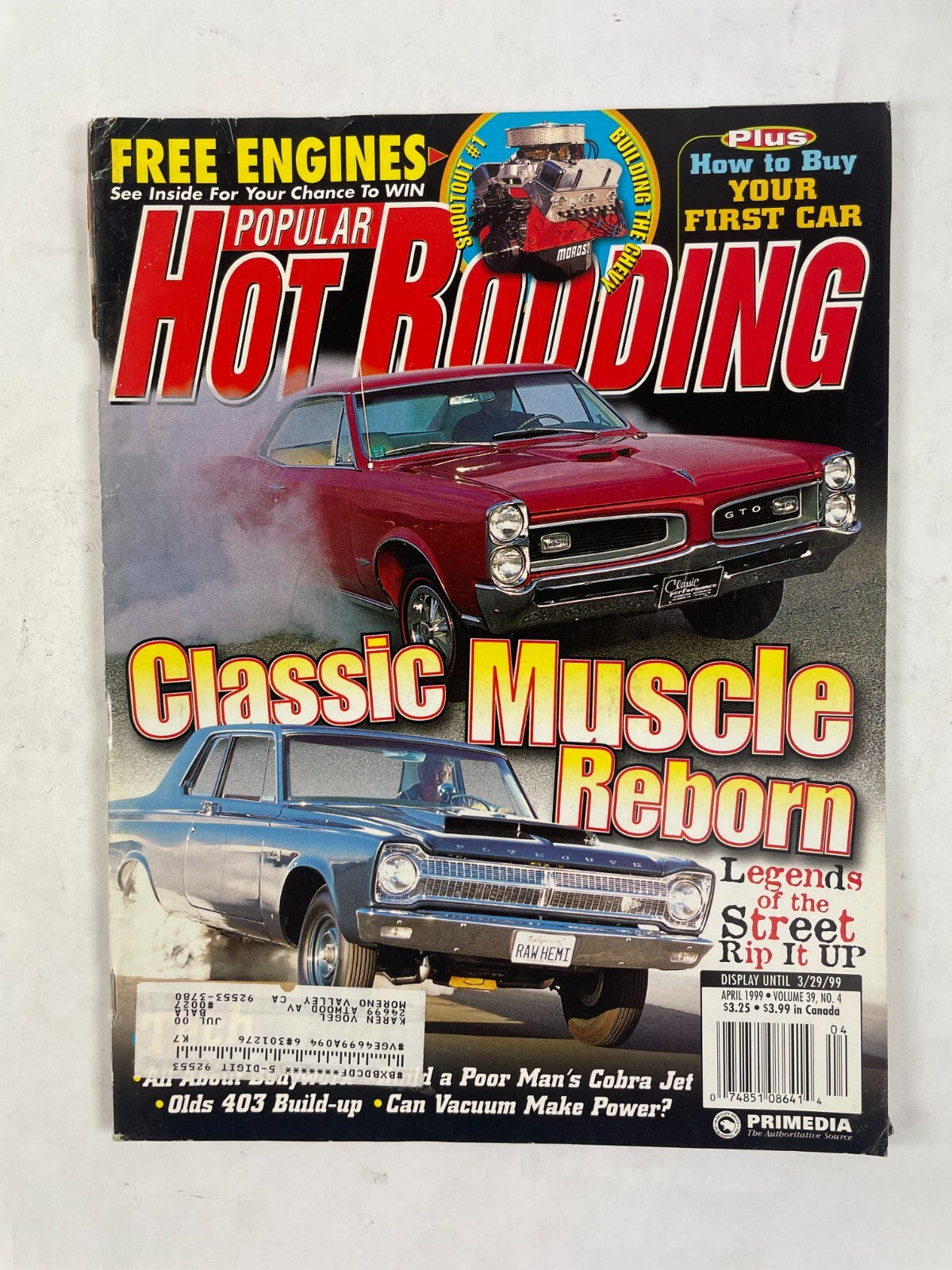 April 1999 Hot Rodding Magazinee Classic Muscle Reborn Legends Of The Street Rip