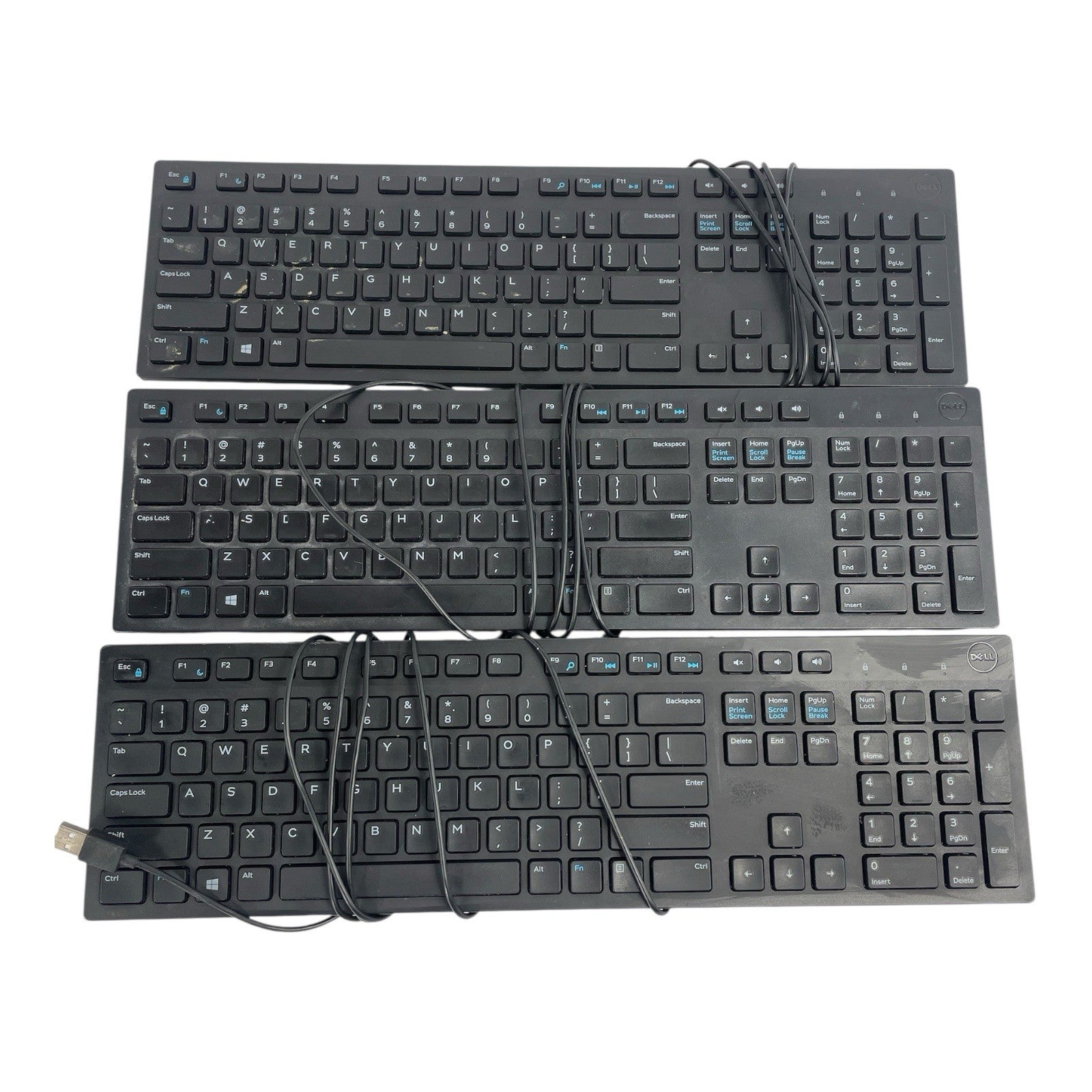 Lot of 3 Dell 0644G3 USB Keyboards - Black