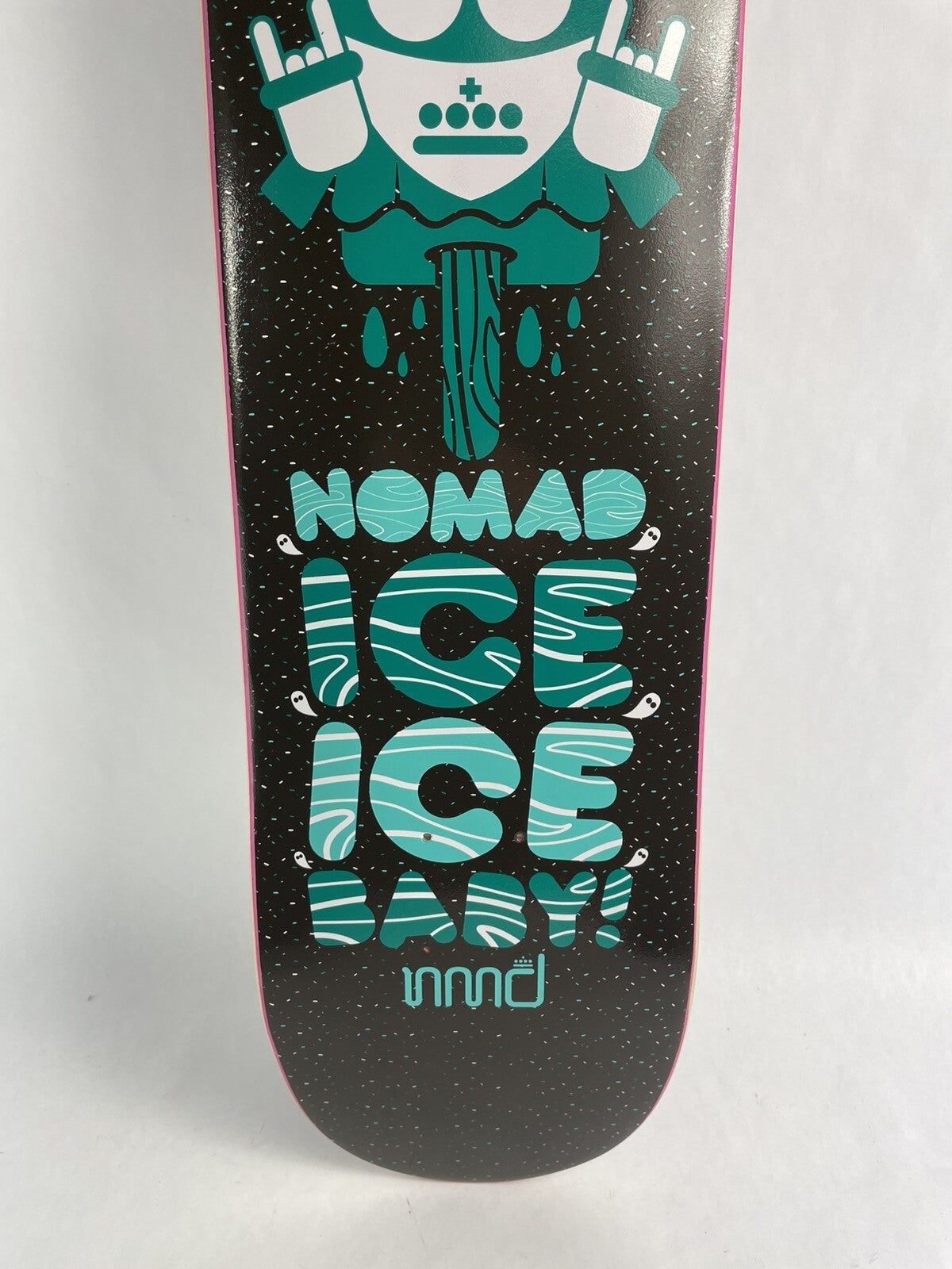 Nomad ICE ICE BABY Green 8-inch hard rock maple skateboard deck with grip tape.