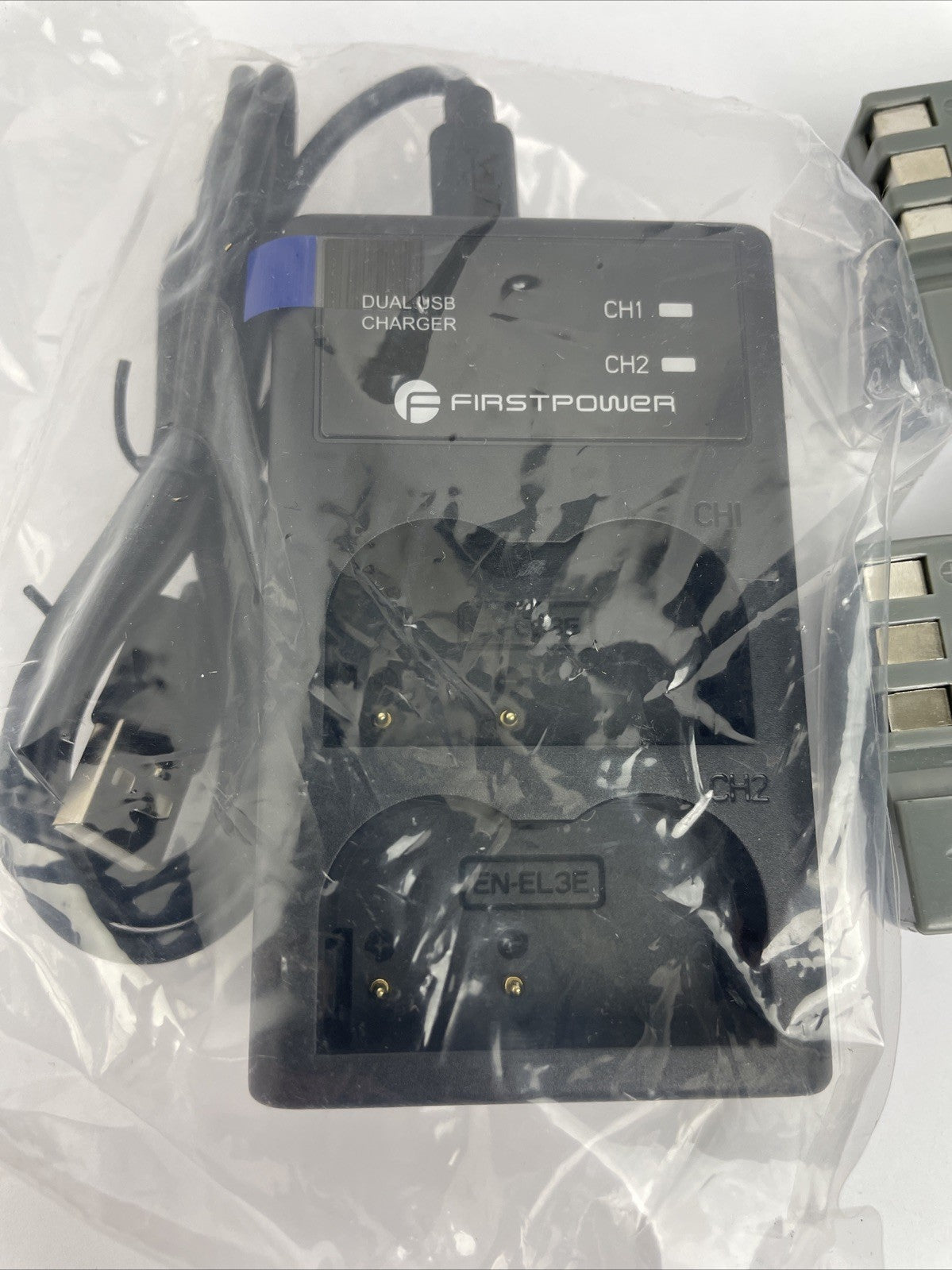 First Power Dual USB Charger ( Model DS-ENEL3 ) With 2 x EN-EL3E Batteries NEW