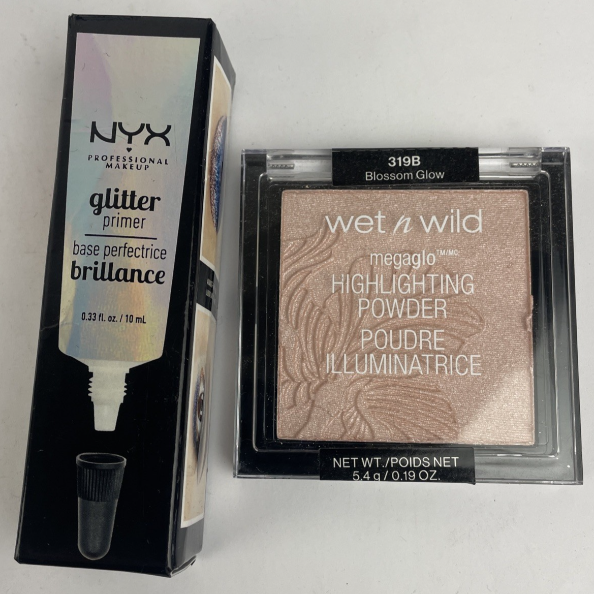 Wet n Wild MegaGlo Highlighting Powder, Blossom Glow 319B, 0.19 oz + NYX Glitter