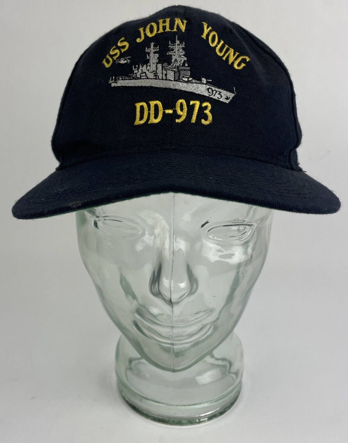 Original USS JOHN YOUNG DD-973 VINTAGE " THE CORPS " ADJUSTABLE Made in USA BLUE