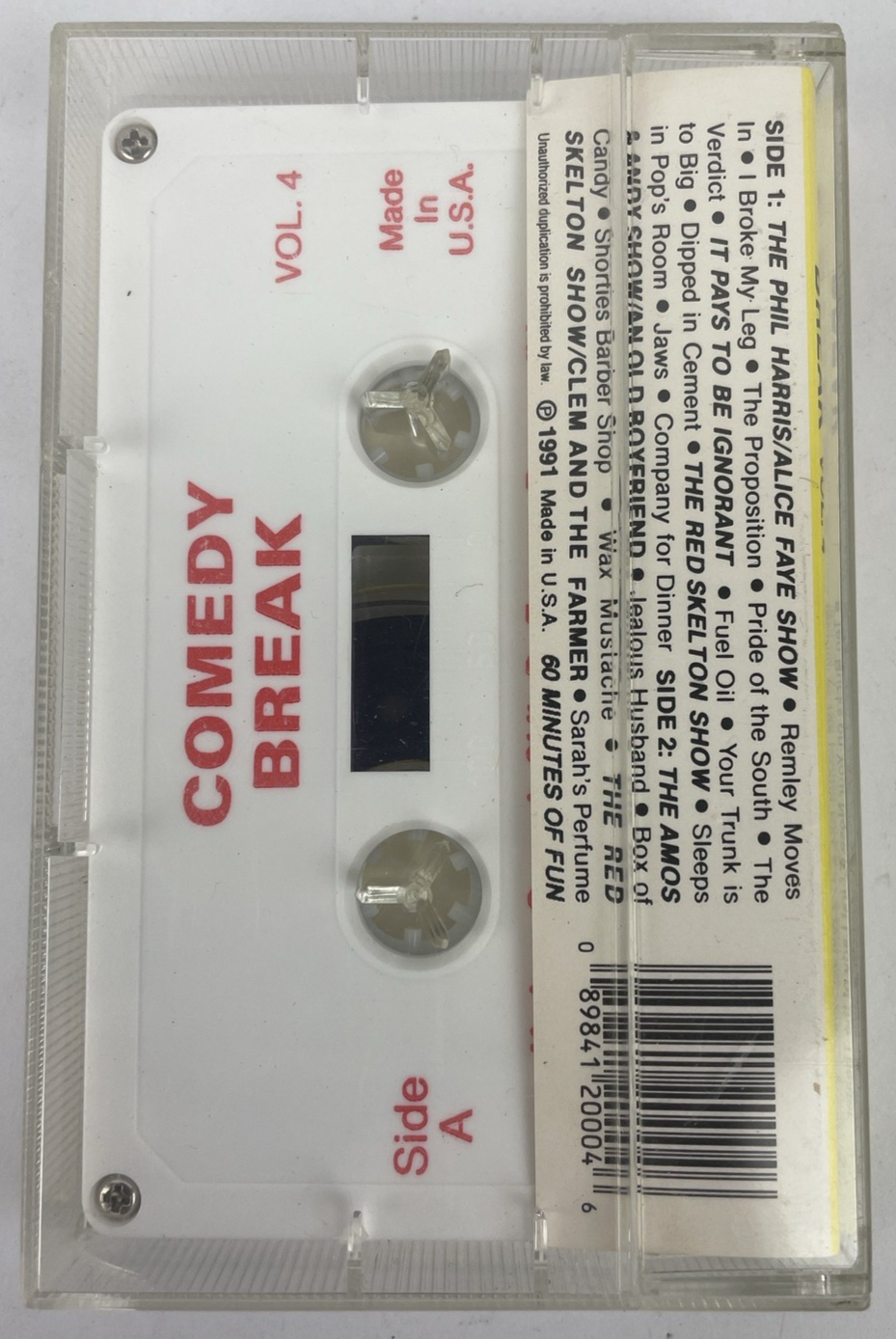 COMEDY BREAK Volume IV 4 Cassette 1991 Tape VINTAGE 60 Minutes Of Fun CLASSIC