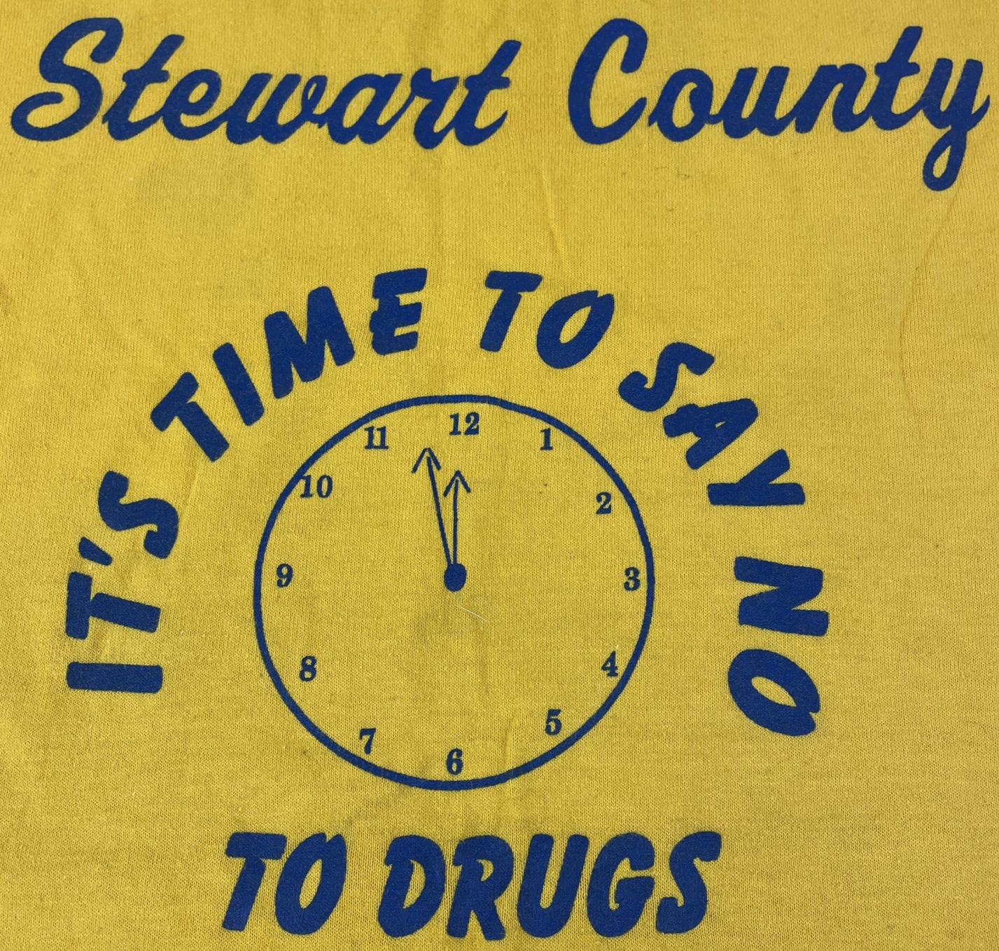 Vintage Stewart County " It's sTime To Say No To Drugs T-Shirt Sz Medium Yellow